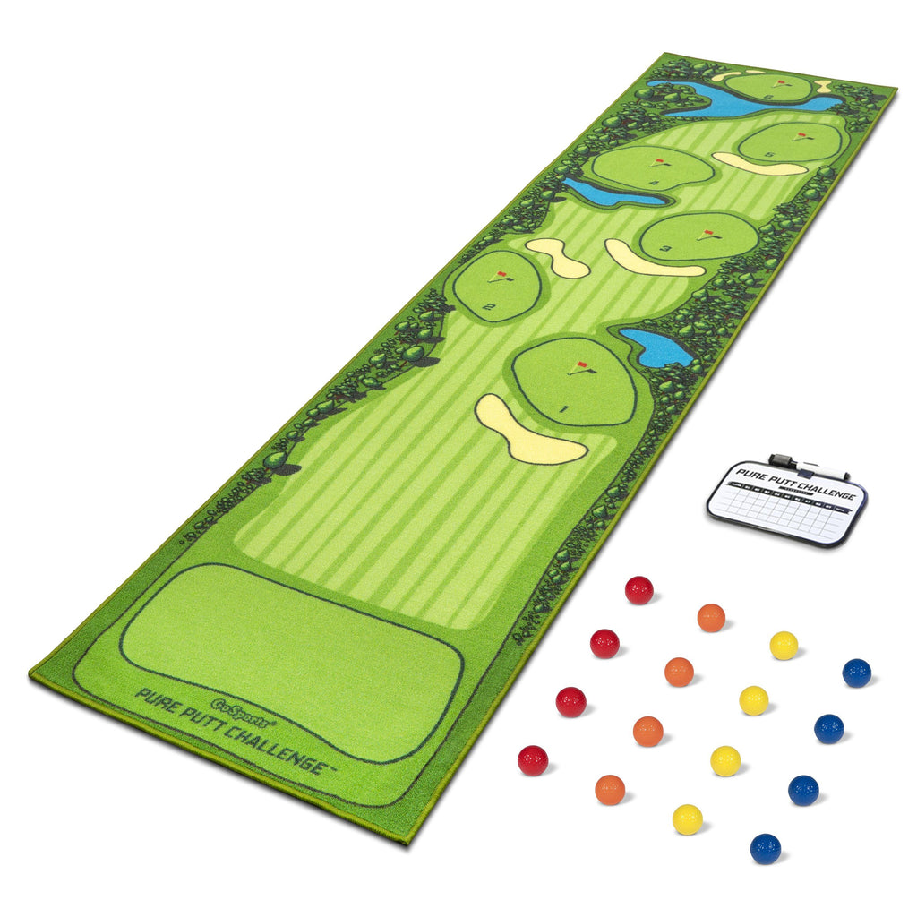 GoSports Pure Putt Challenge Mini Golf Course Putting Game | Huge 10ft Putting Green Rug with 16 Golf Balls & Scorecard Golf playgosports.com 