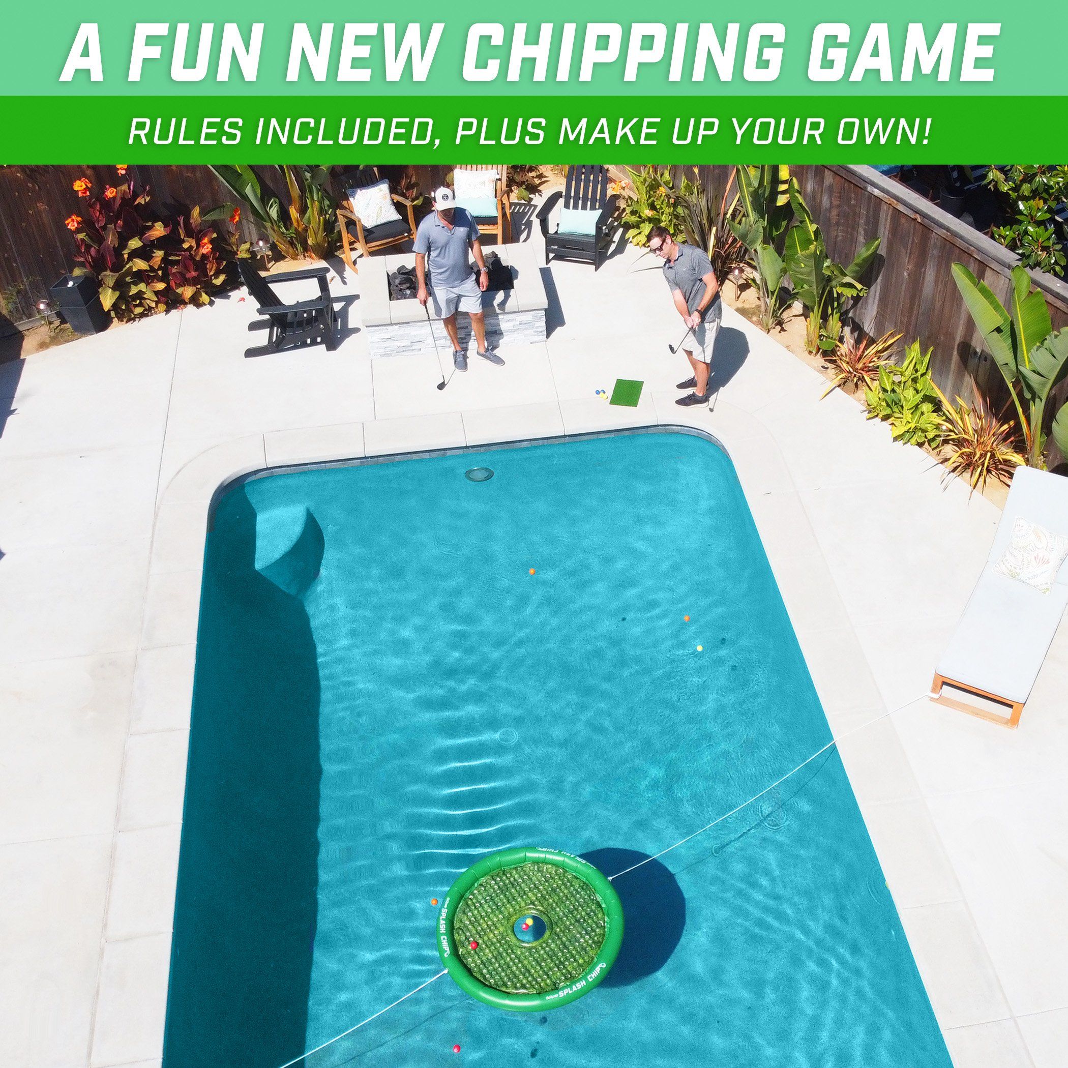 a man is playing a game of tennis in a pool