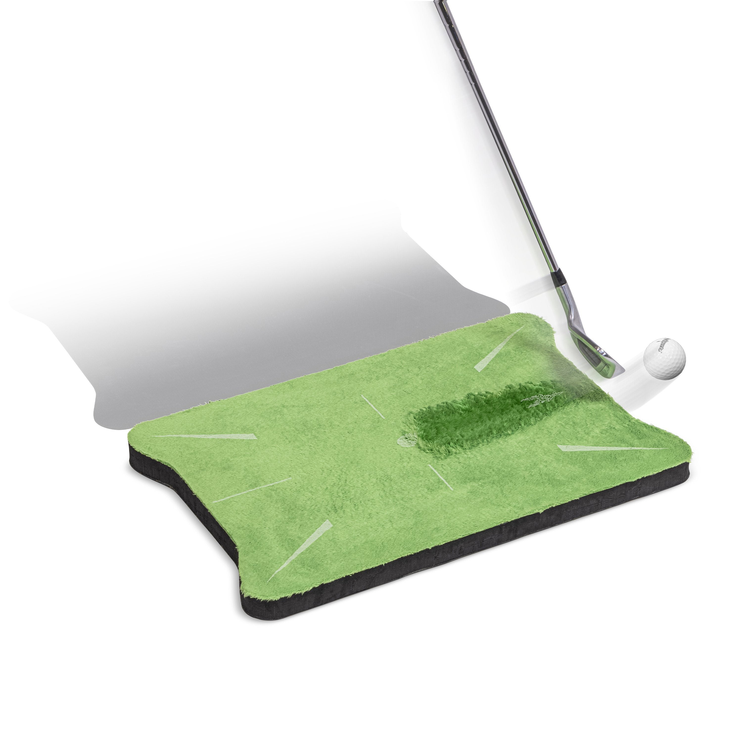 a golf putting mat with a golf ball