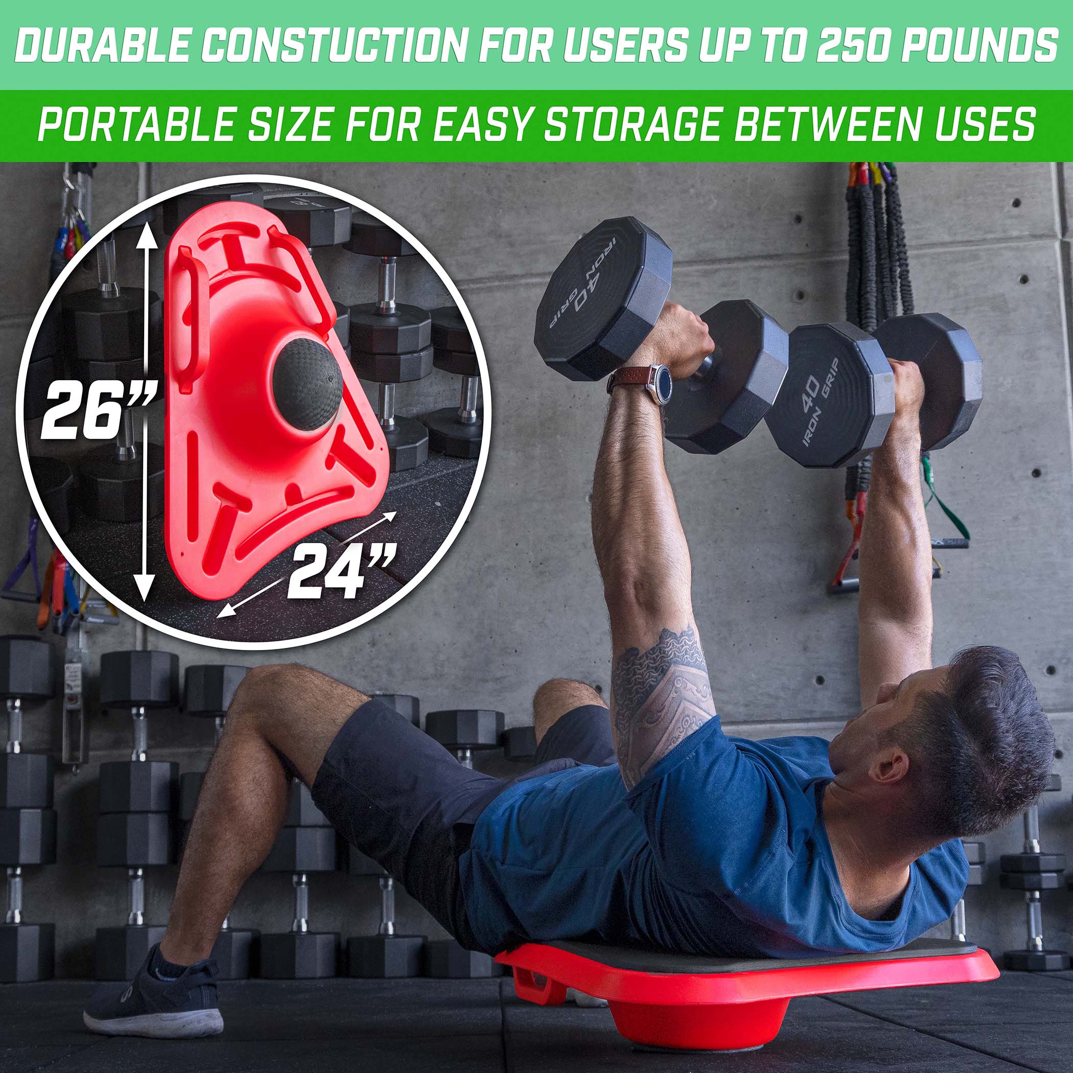 a man doing a dumb press with dumbs