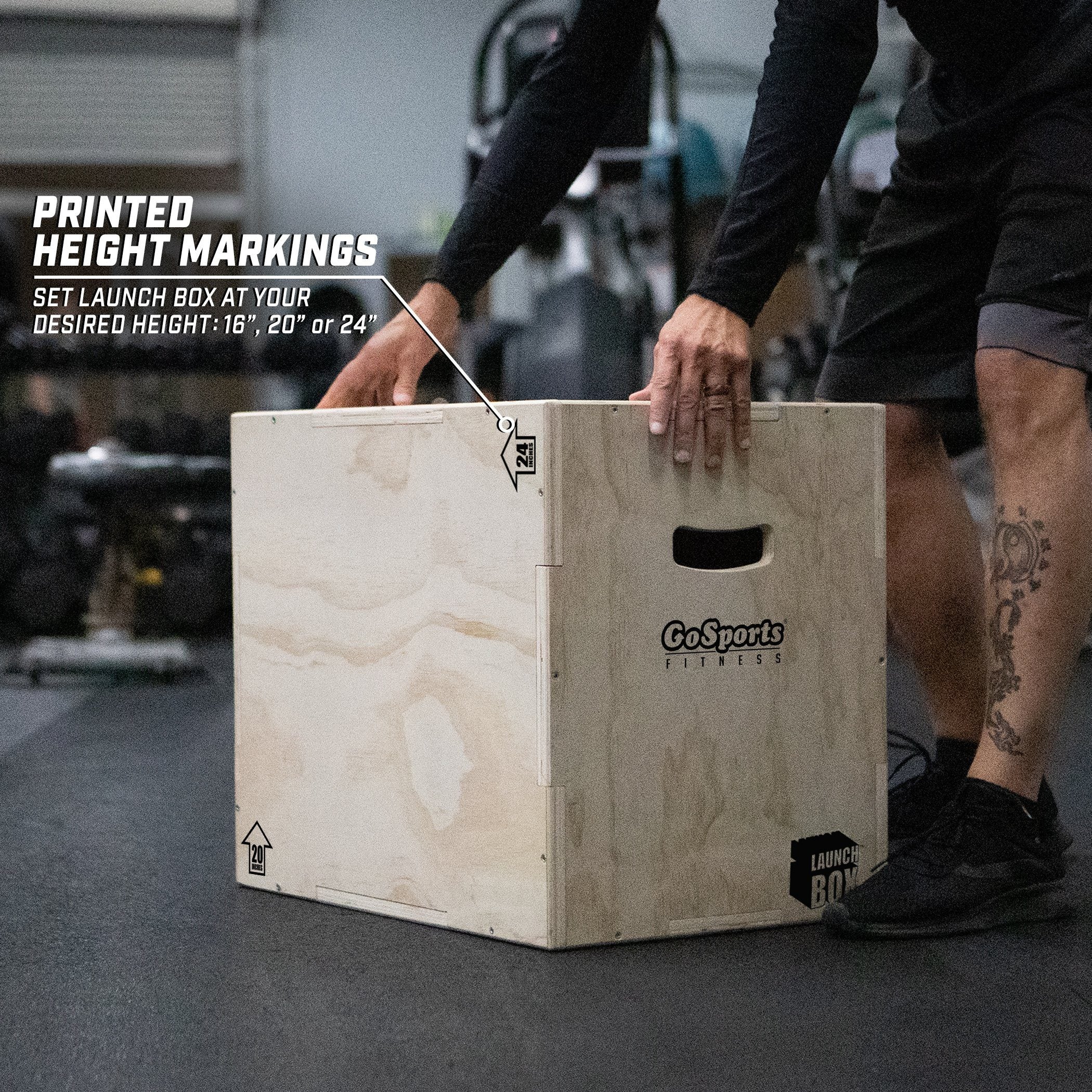 a man is putting a box with a handle