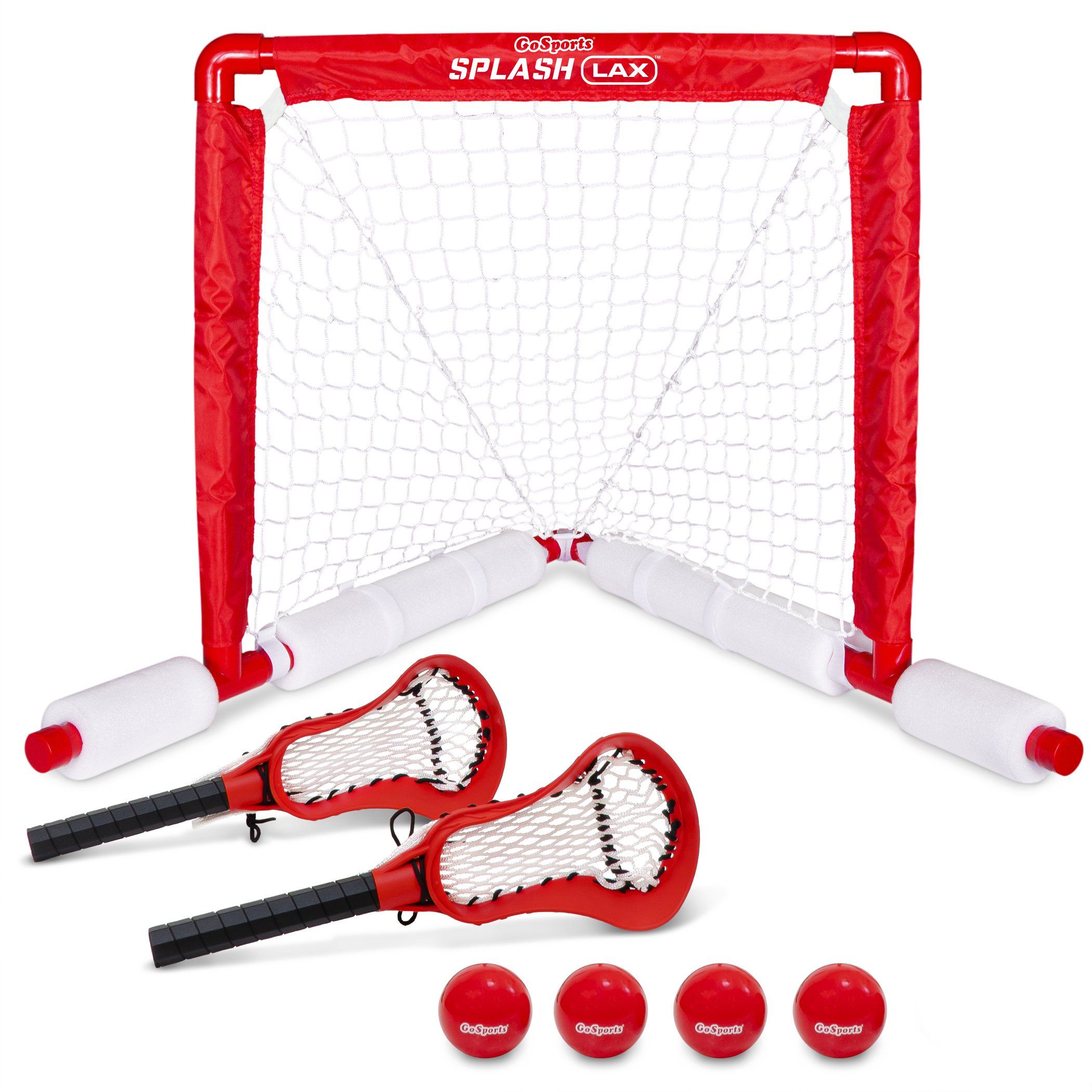 the goal set includes a goal, two balls and a net