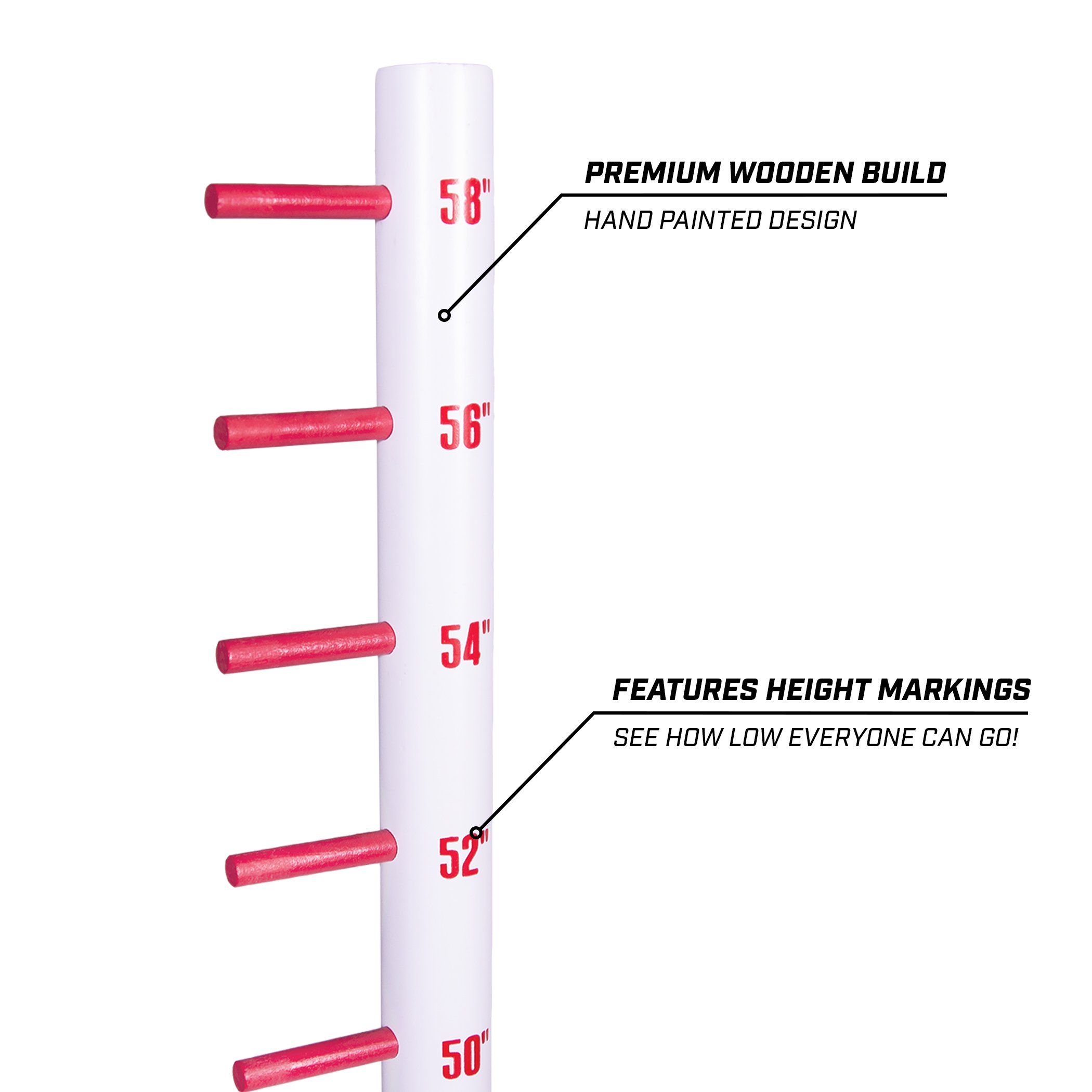 a white pole with red numbers on it