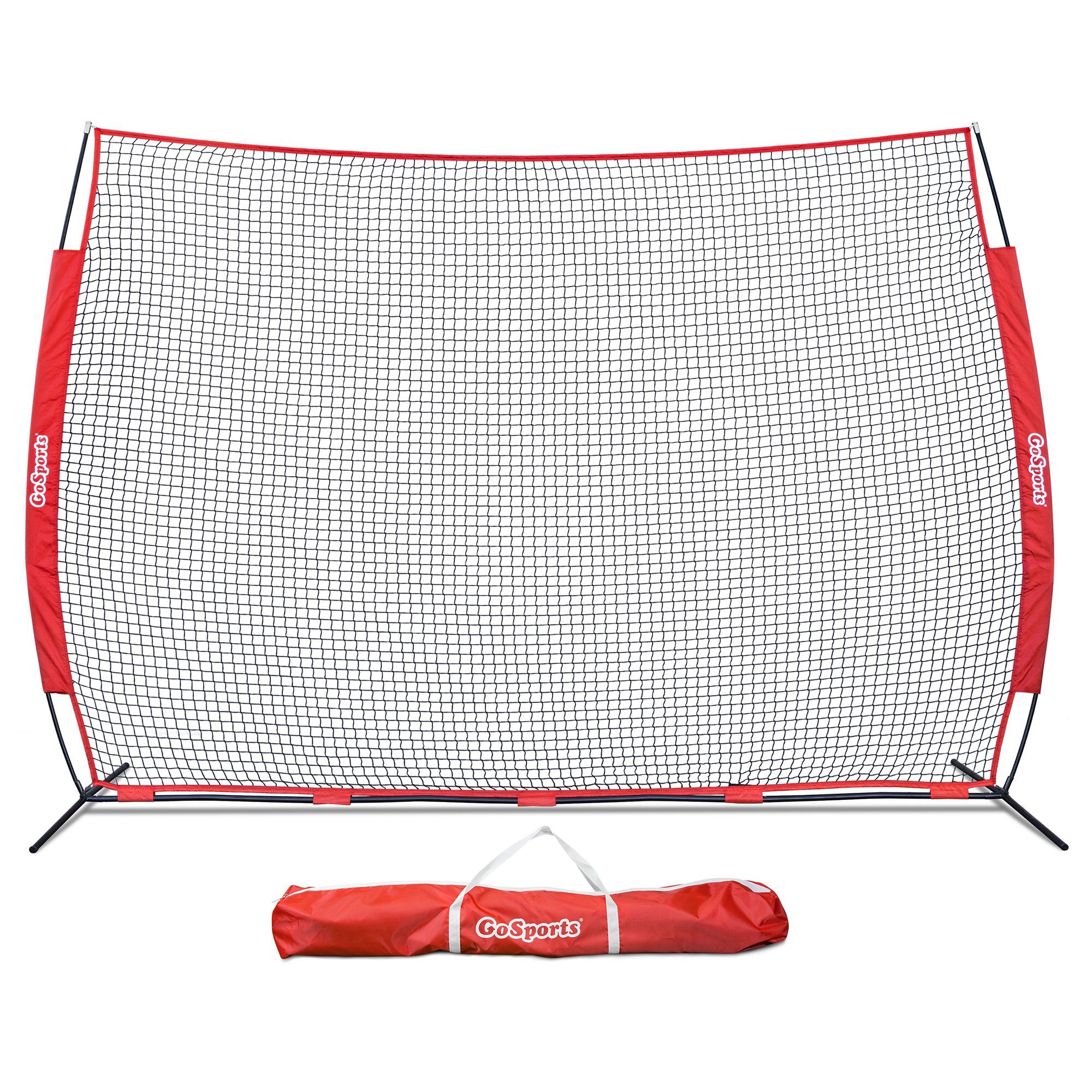 a baseball net with a bag on the side