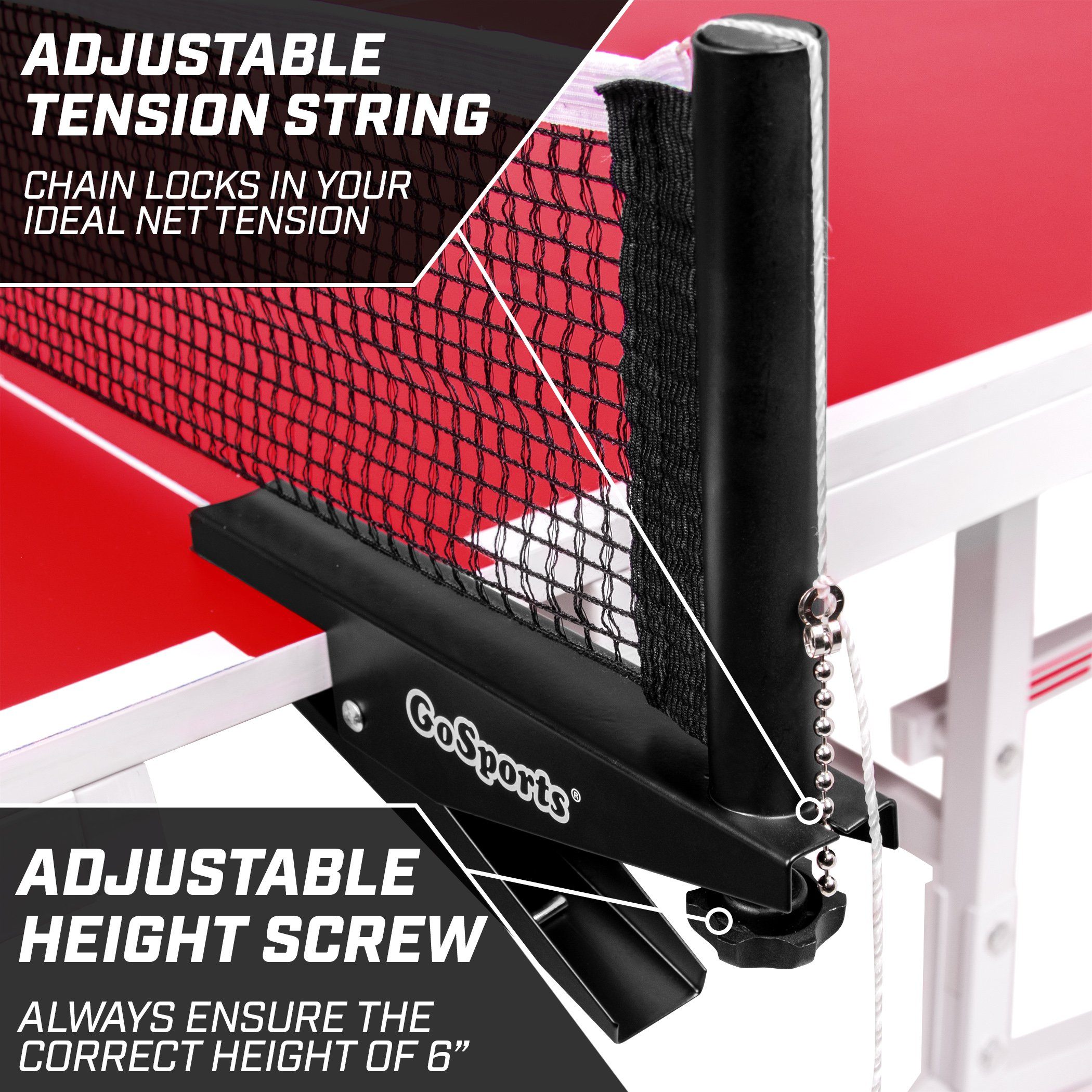 the adjustable table tennis net is attached to the table