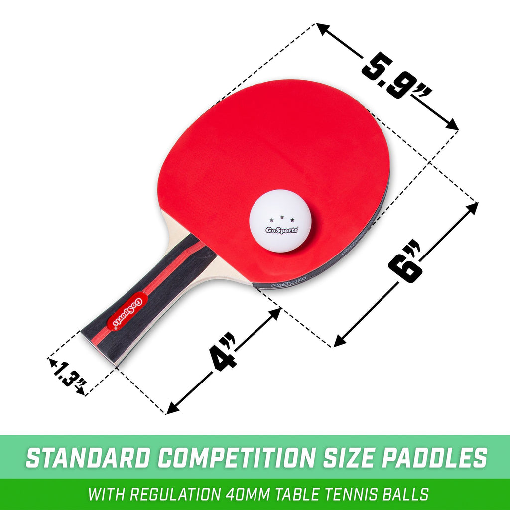 GoSports Tournament Edition Table Tennis Paddles Set of 4 | Premium Wooden Paddles with Rubber Grip - Includes 4 Paddles and 6 Pro Grade Table Tennis Balls with Carrying Case Pickle Ball playgosports.com 