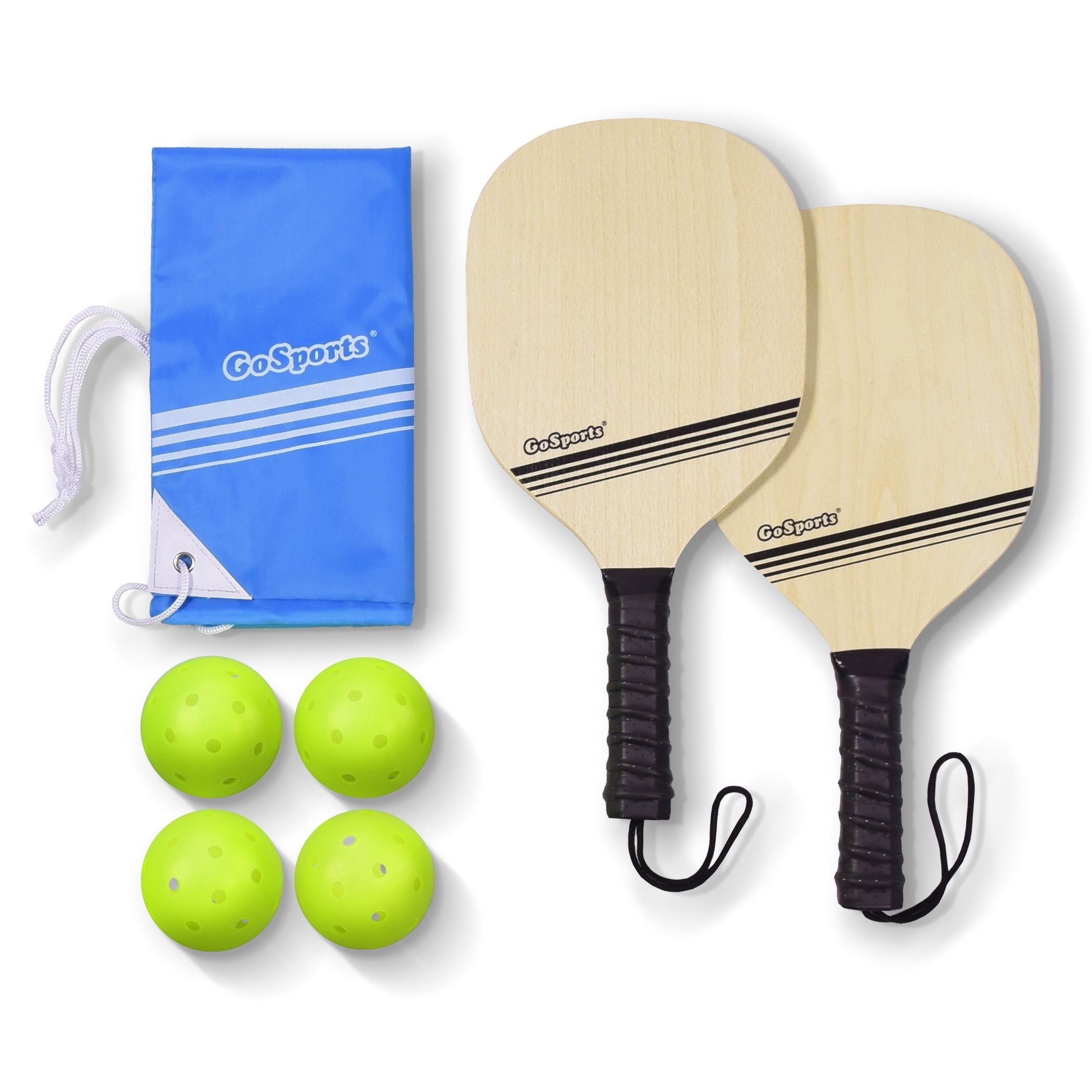 a pair of paddles and tennis balls