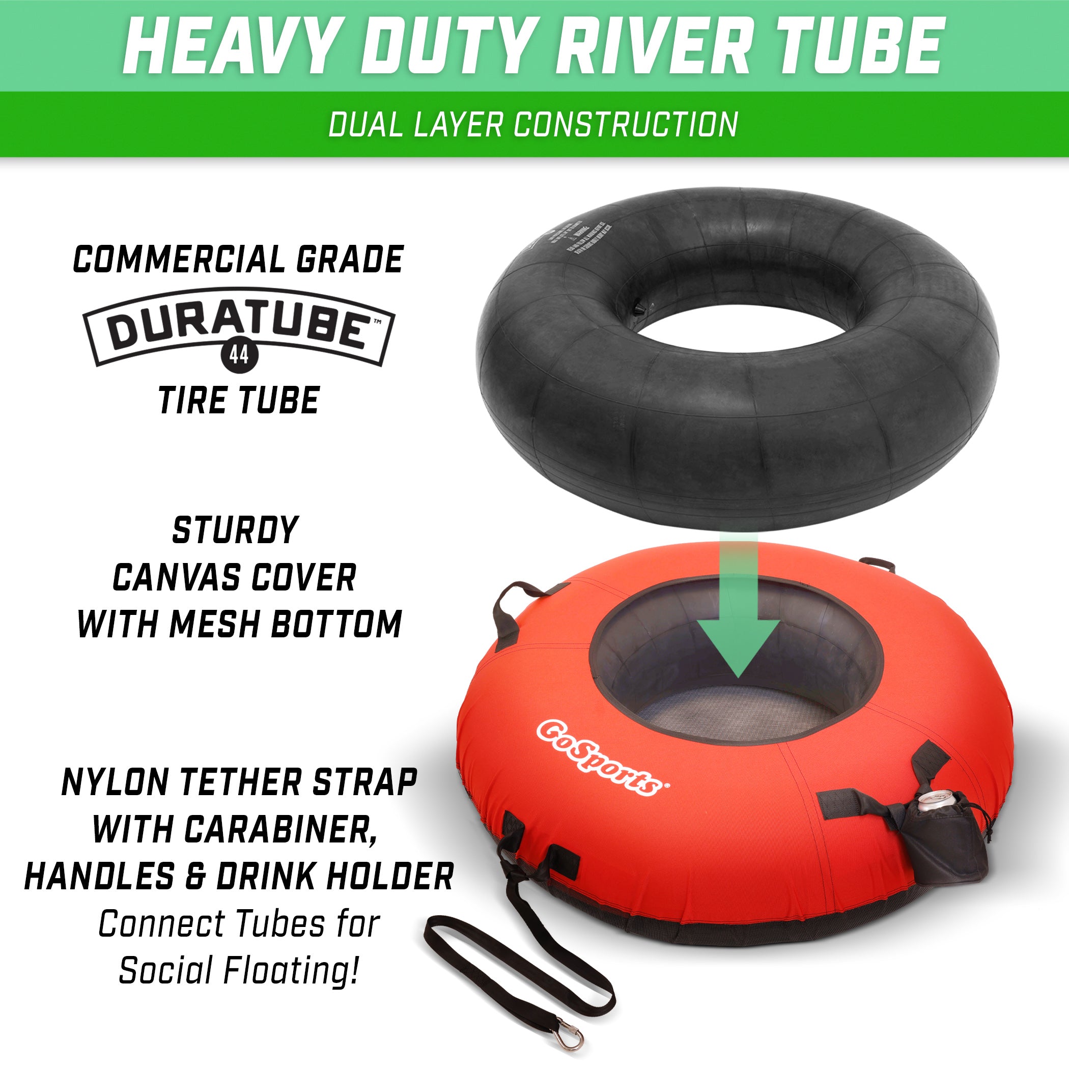 black tire on top inflatable red heavy duty
