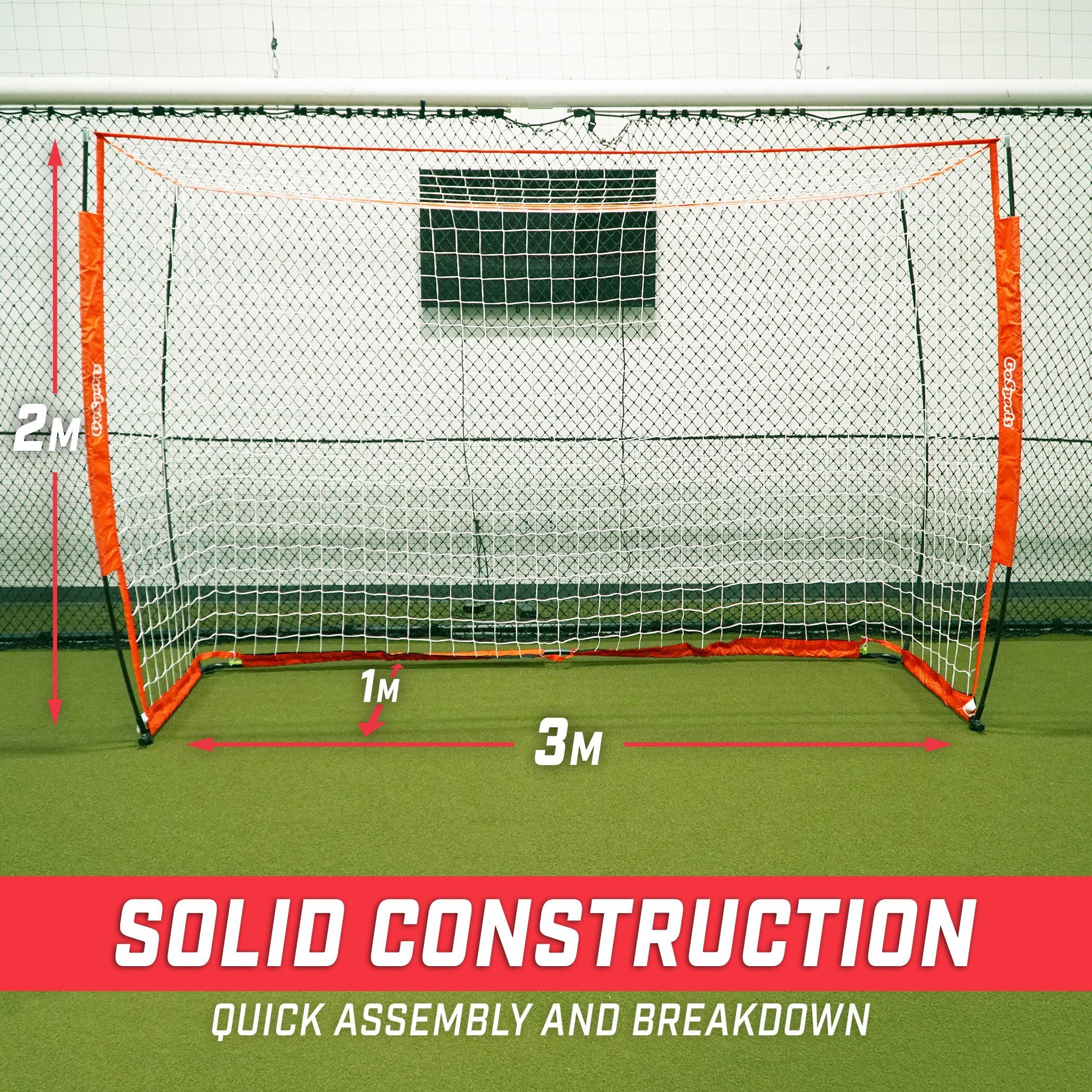 a soccer goal with the text, ' solution '