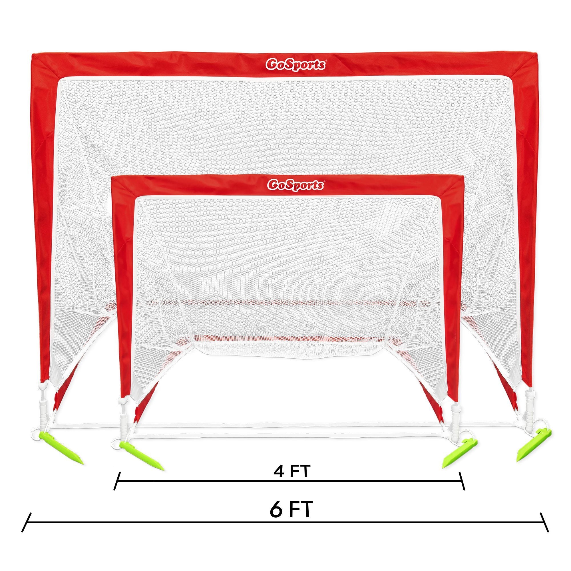 the red and white soccer goal with a white net
