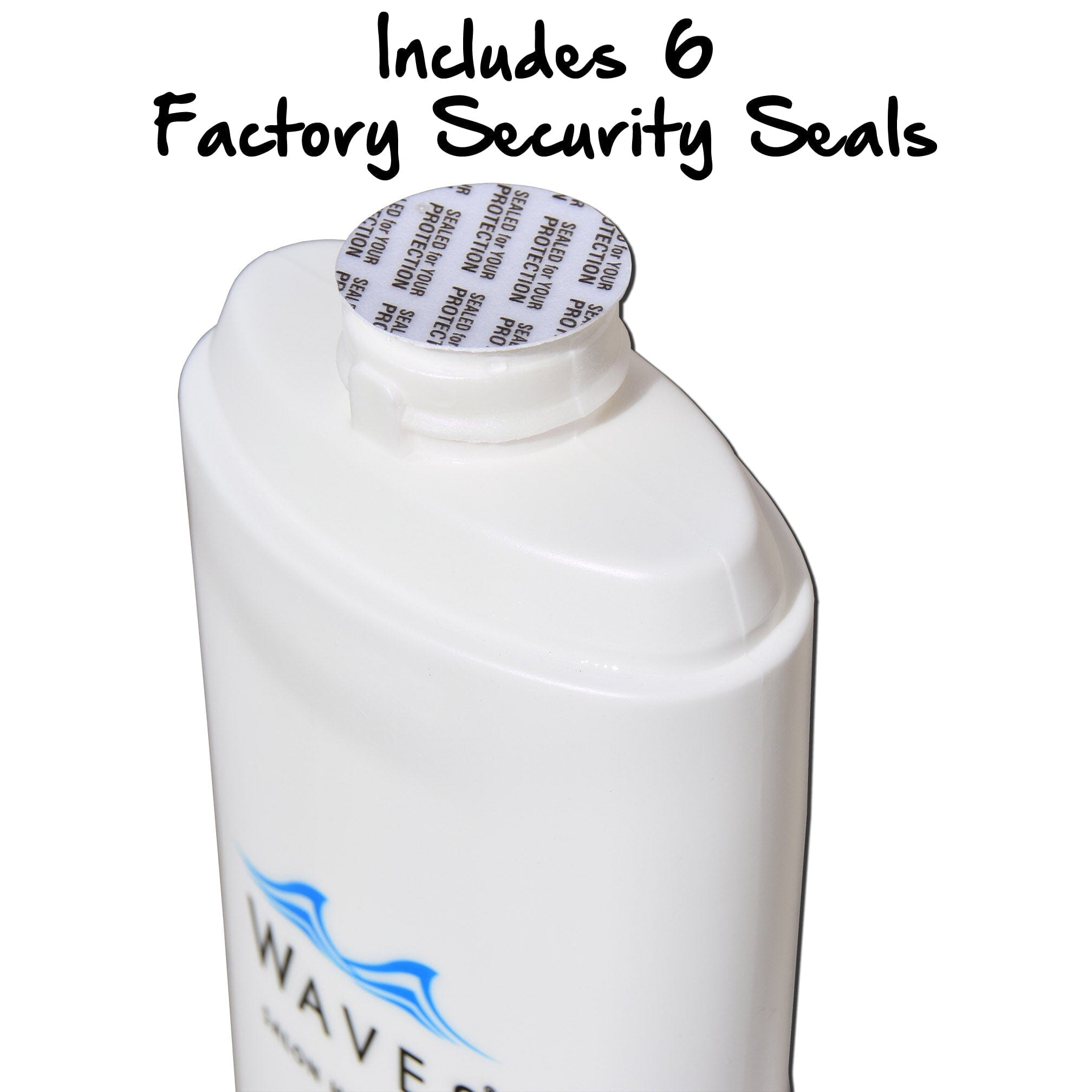 a bottle of white liquid with a blue label on it