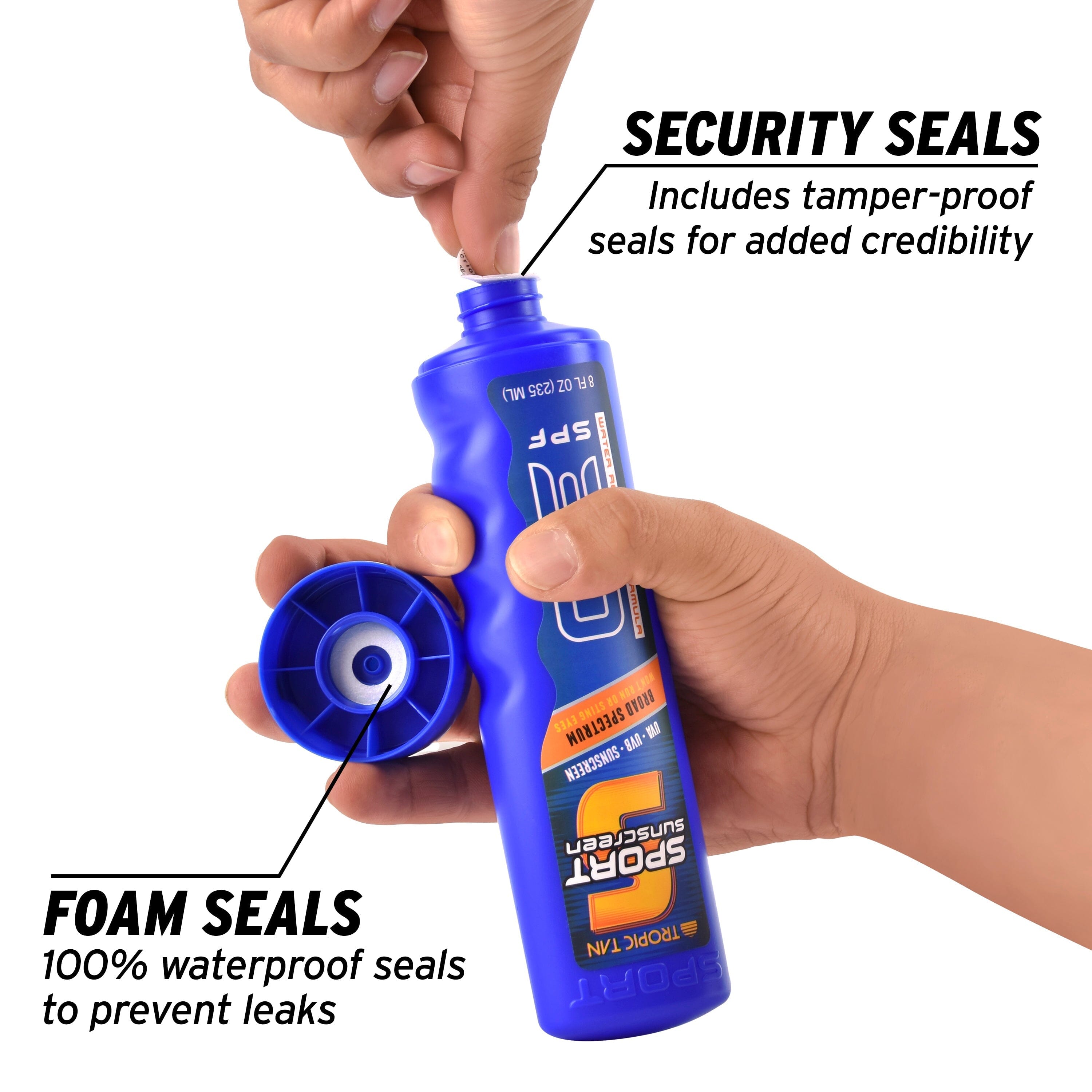 a hand holding a bottle of water with a finger