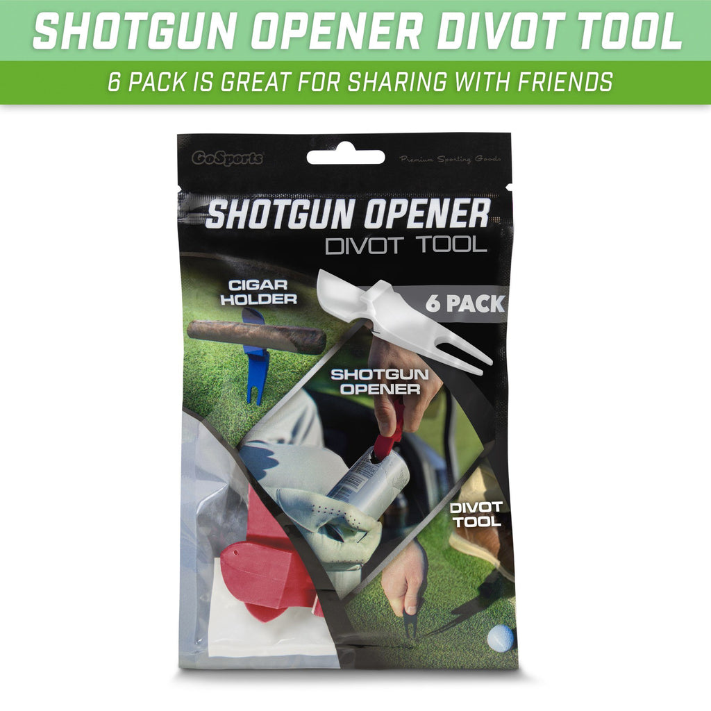 GoSports Ultimate Beer Shotgun Opener and Golf Divot Tool - 6 Pack Multipurpose Divot Tool, Red Golf playgosports.com 