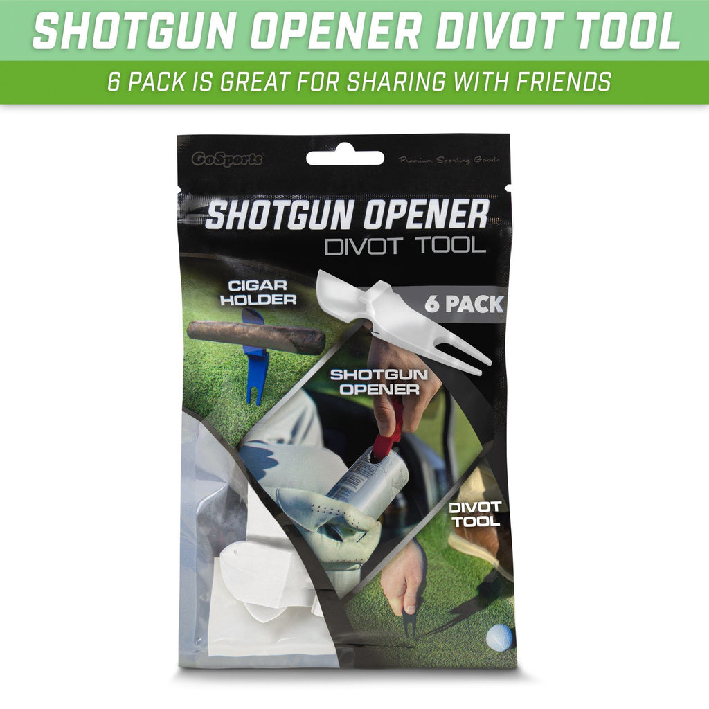 GoSports Ultimate Beer Shotgun Opener and Golf Divot Tool - 6 Pack Multipurpose Divot Tool, White Golf playgosports.com 
