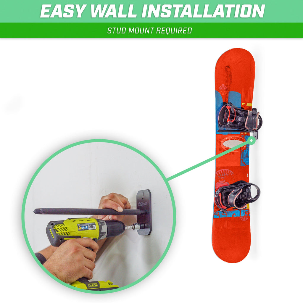 GoSports Wall Mounted Ski and Snowboard Storage Rack - Holds 2 Pairs of Skis or 1 Snowboard Snow Sport Playgosports.com 