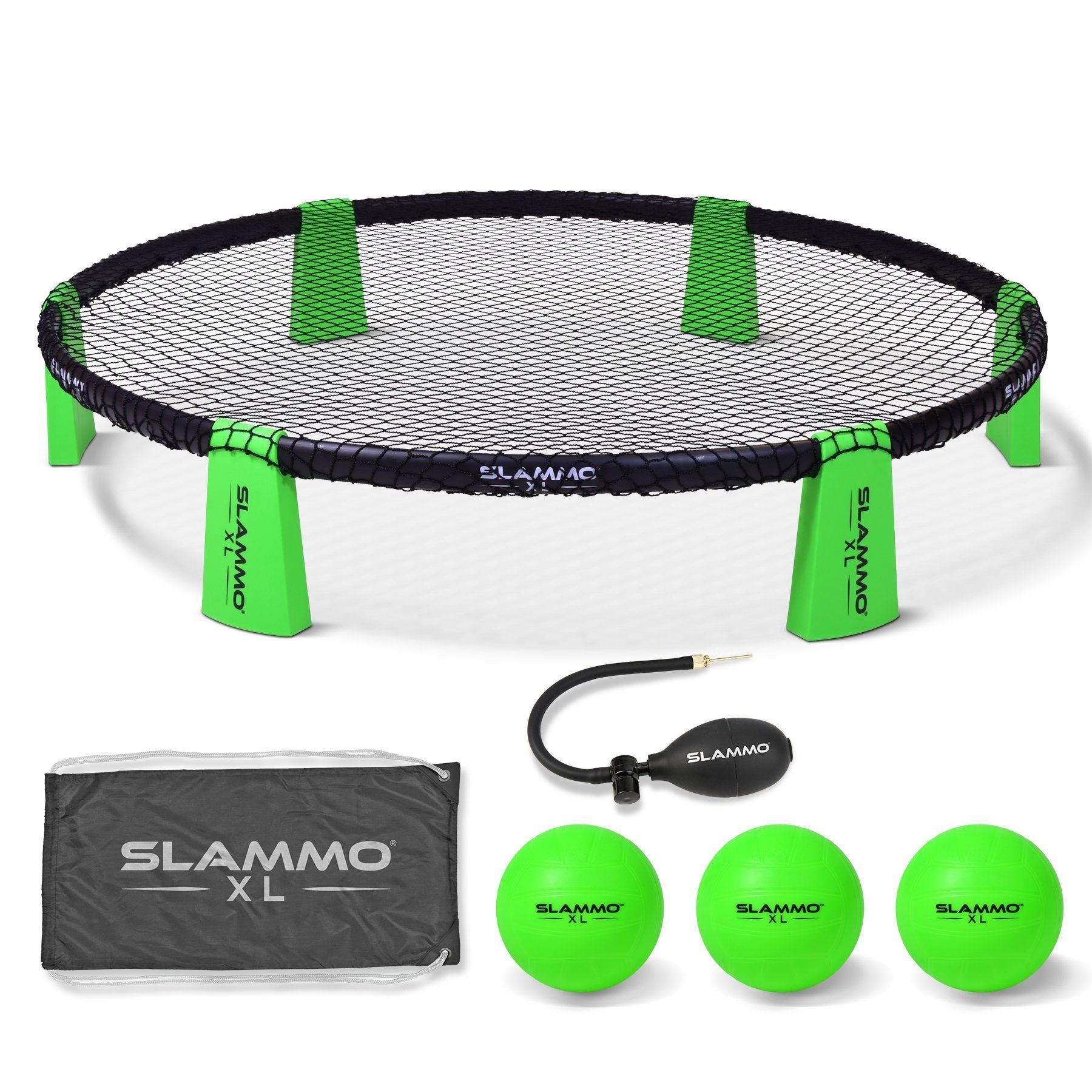 three green balls air pump slammo xl bag and net