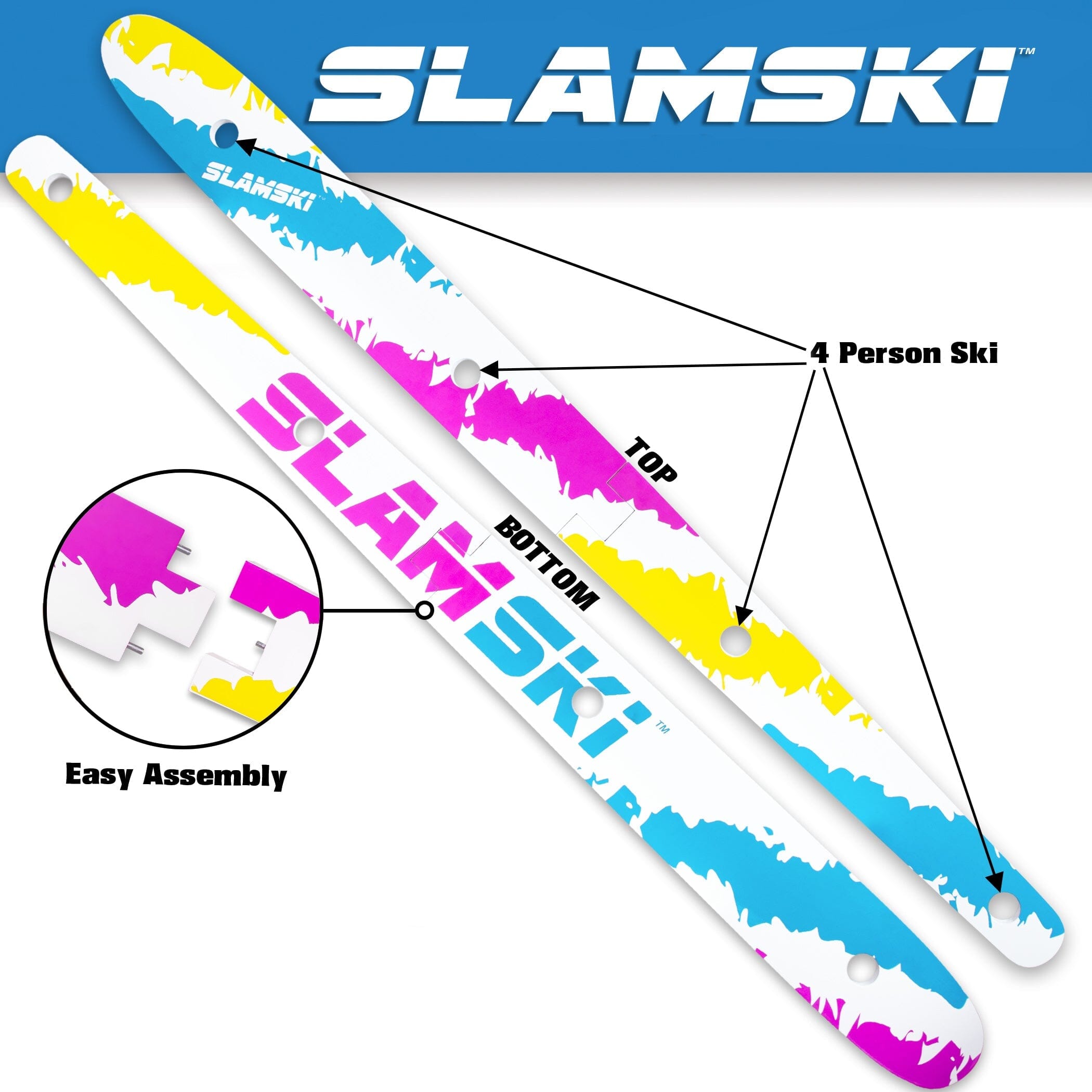 a snowboard with the words ski and the words ski
