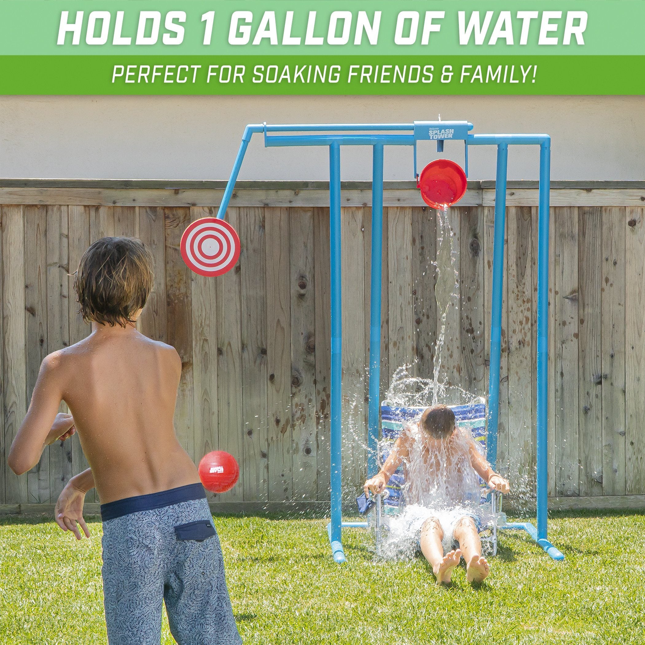 a boy playing with a frc in the backyard