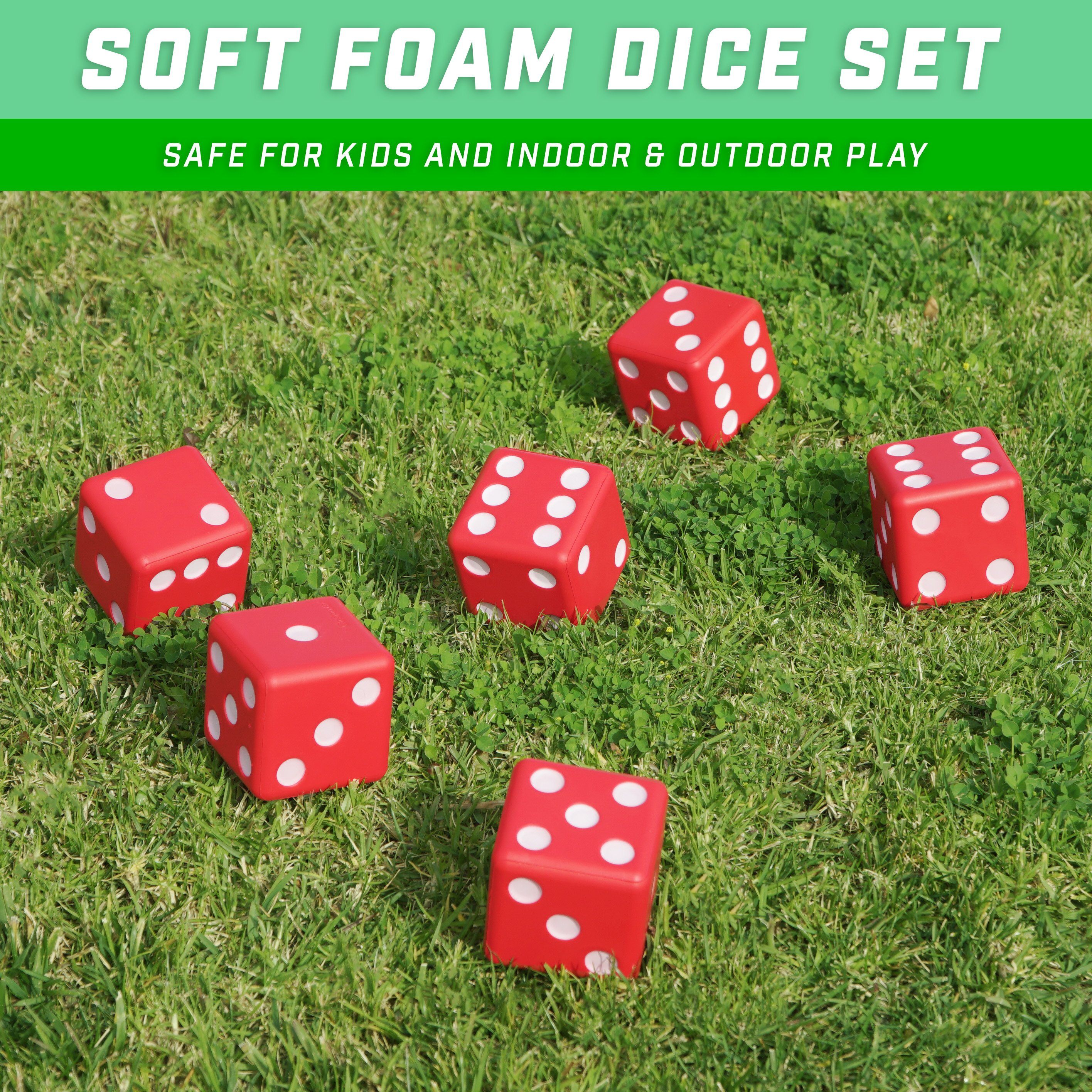 a set of red dice with white dots on them