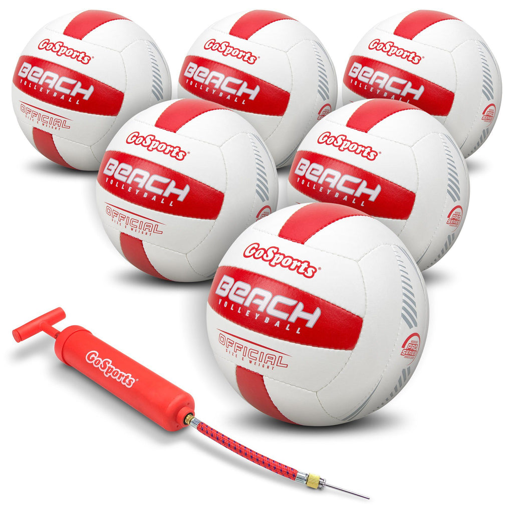 GoSports Pro Series Outdoor Beach Volleyball 6 Pack - Regulation Size & Weight with Bonus Air Pump & Portable Mesh Bag Volleyball playgosports.com 