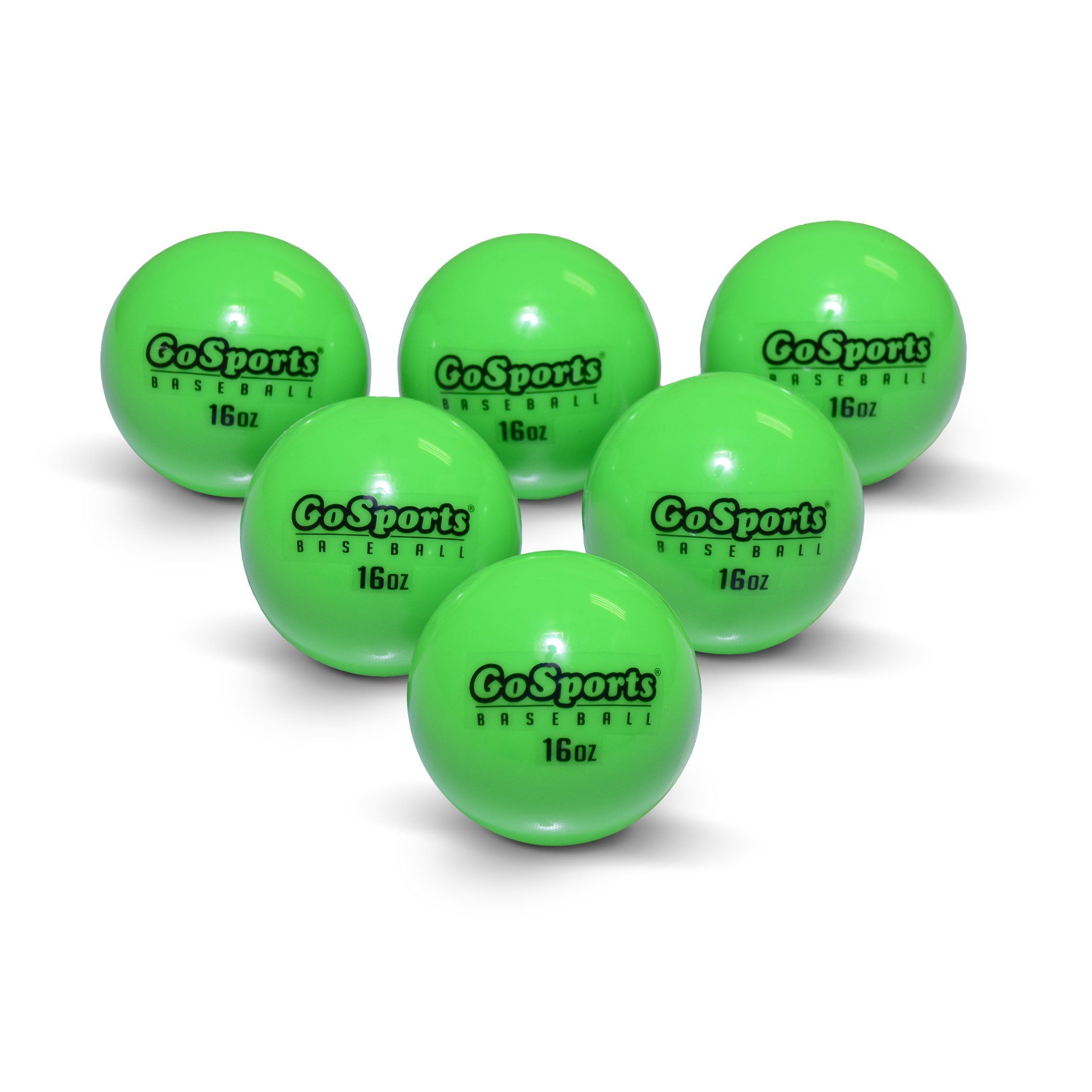 6 green golf balls with the word go - n - r