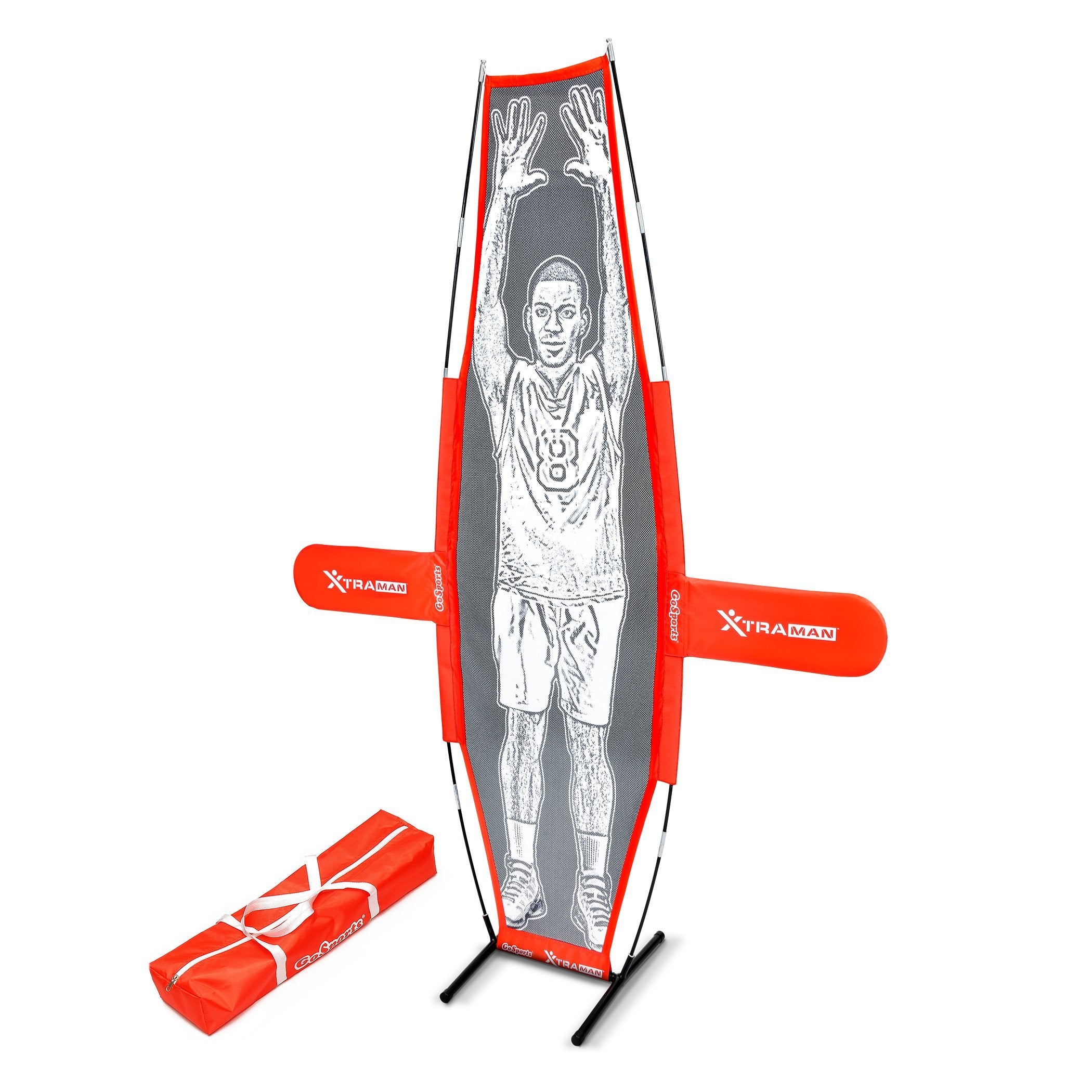 a red and white stand up paddle with a black and white drawing of a woman