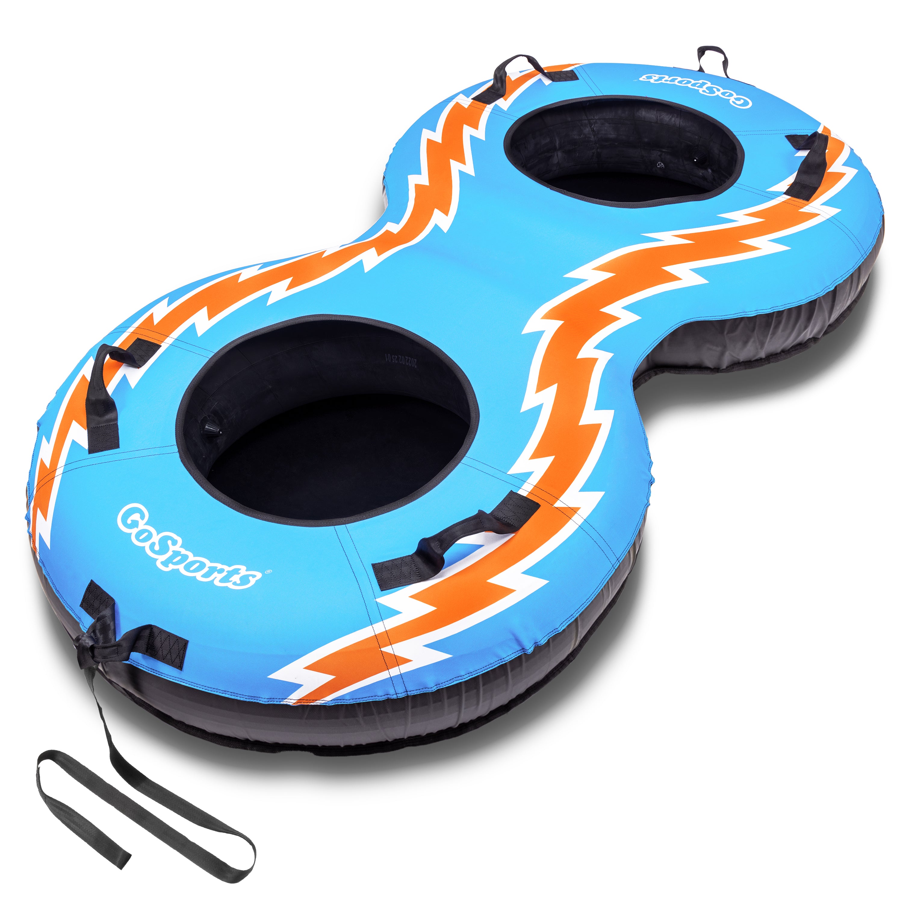 blue double seated snow tube