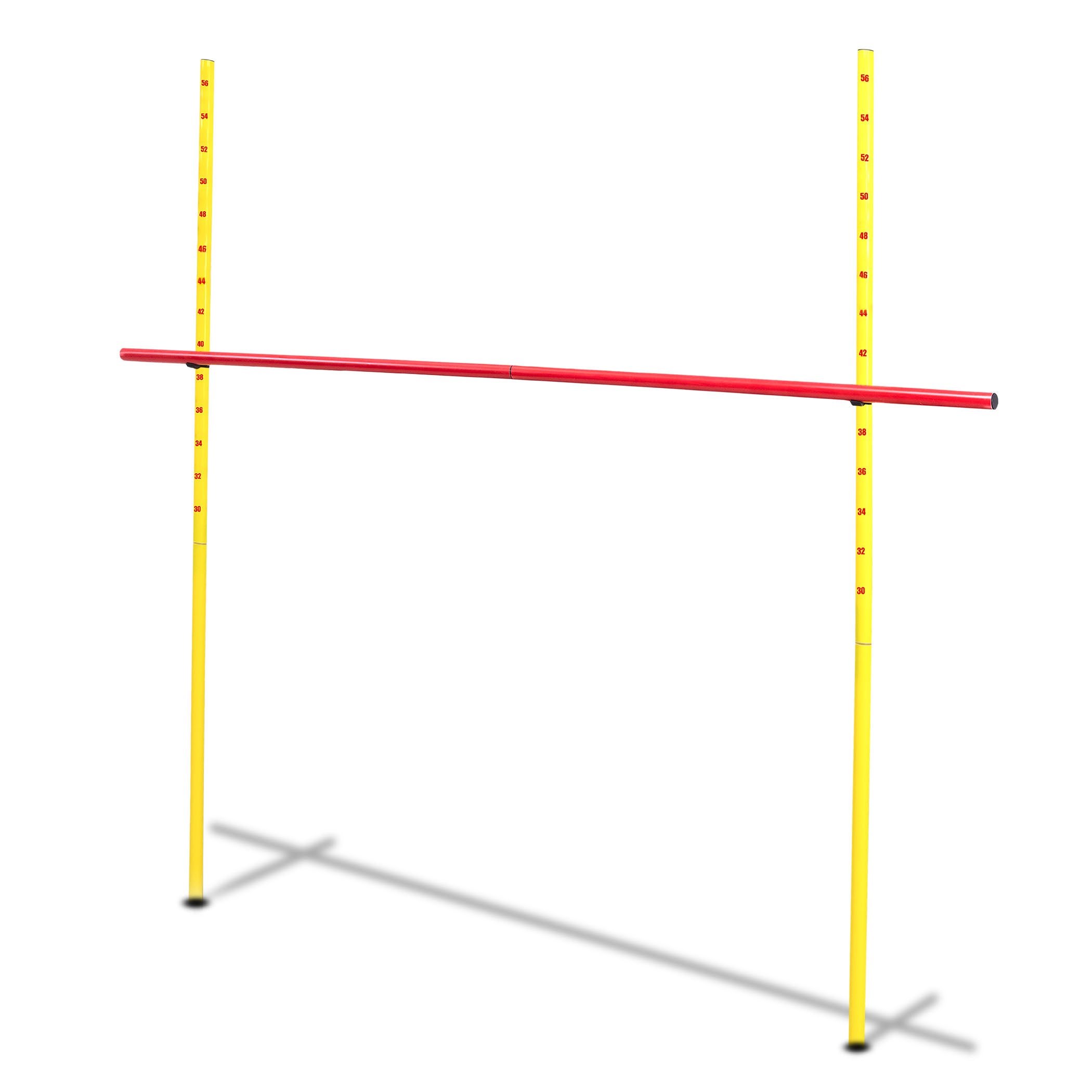 a red and yellow pole with a white background
