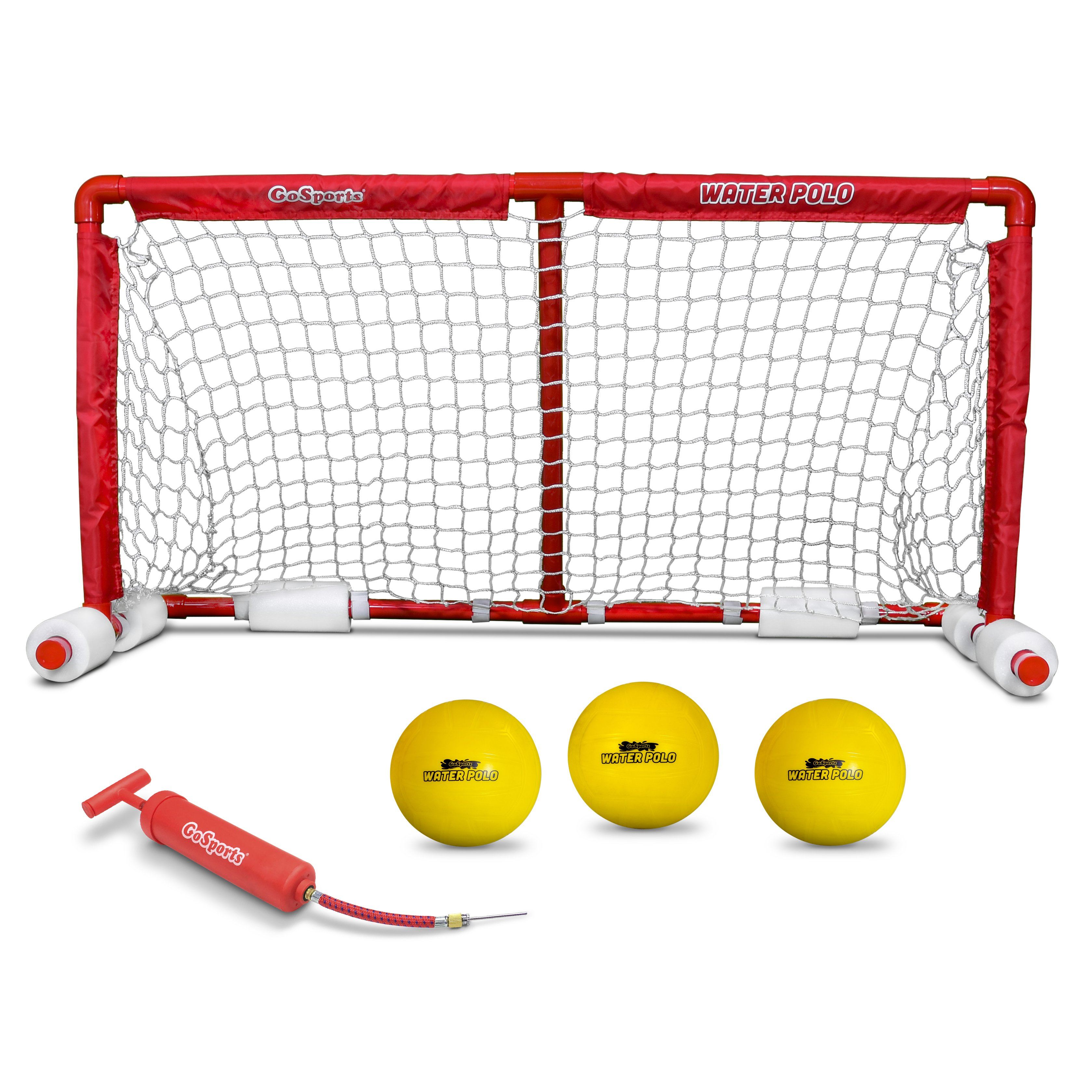 the goal set includes two balls and a net