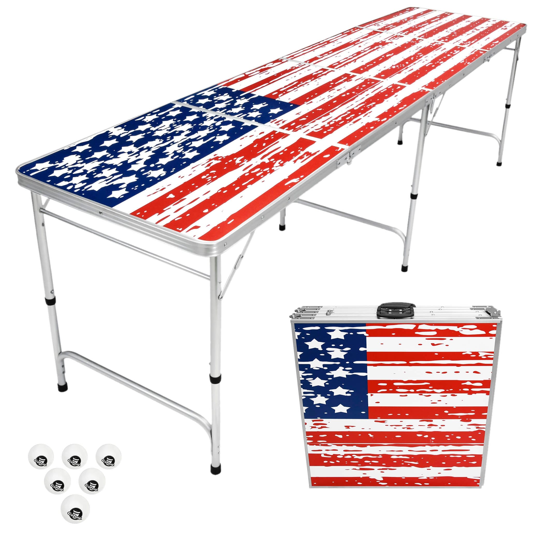 an american flag table with a cooler