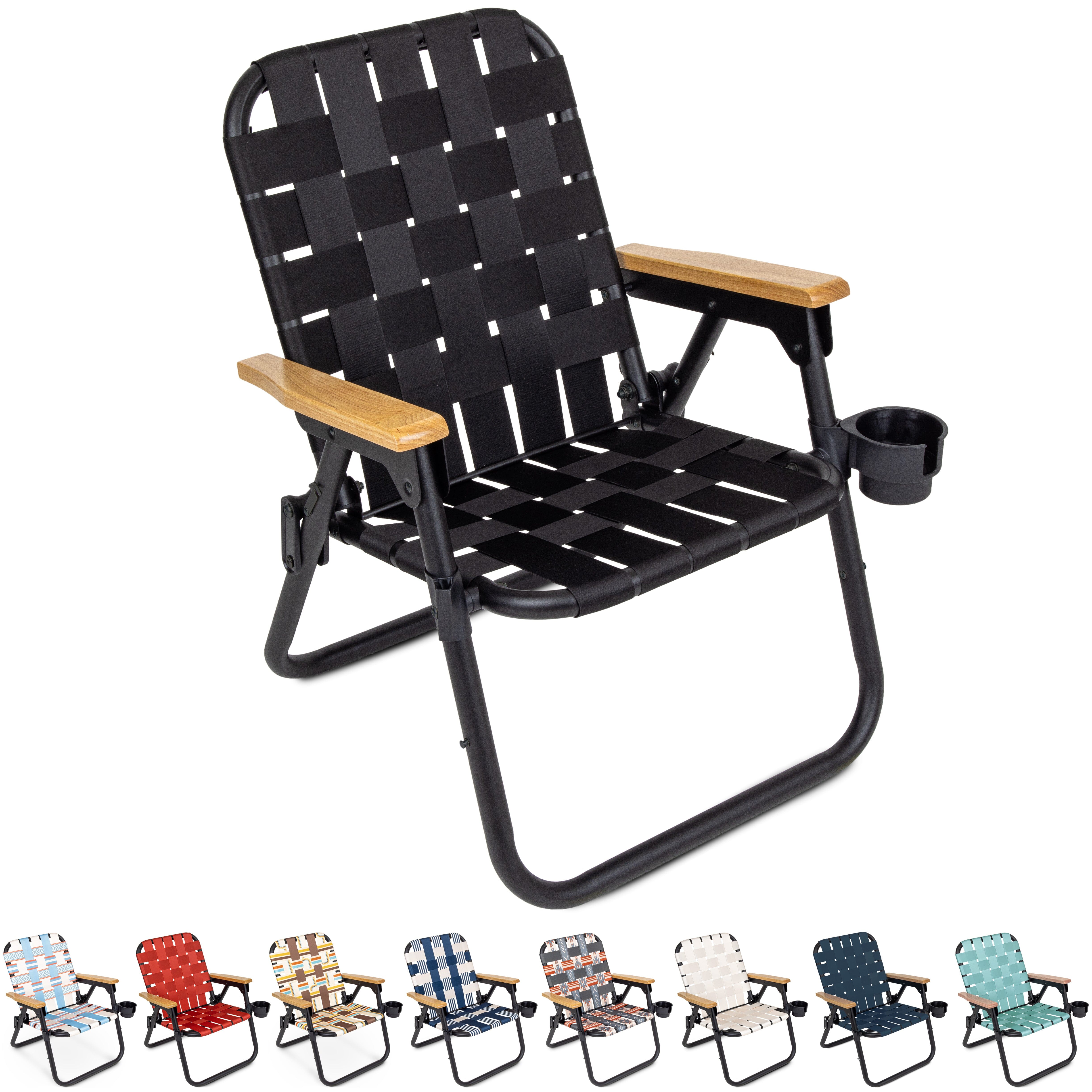 folding outdoor patio chair with wood seat