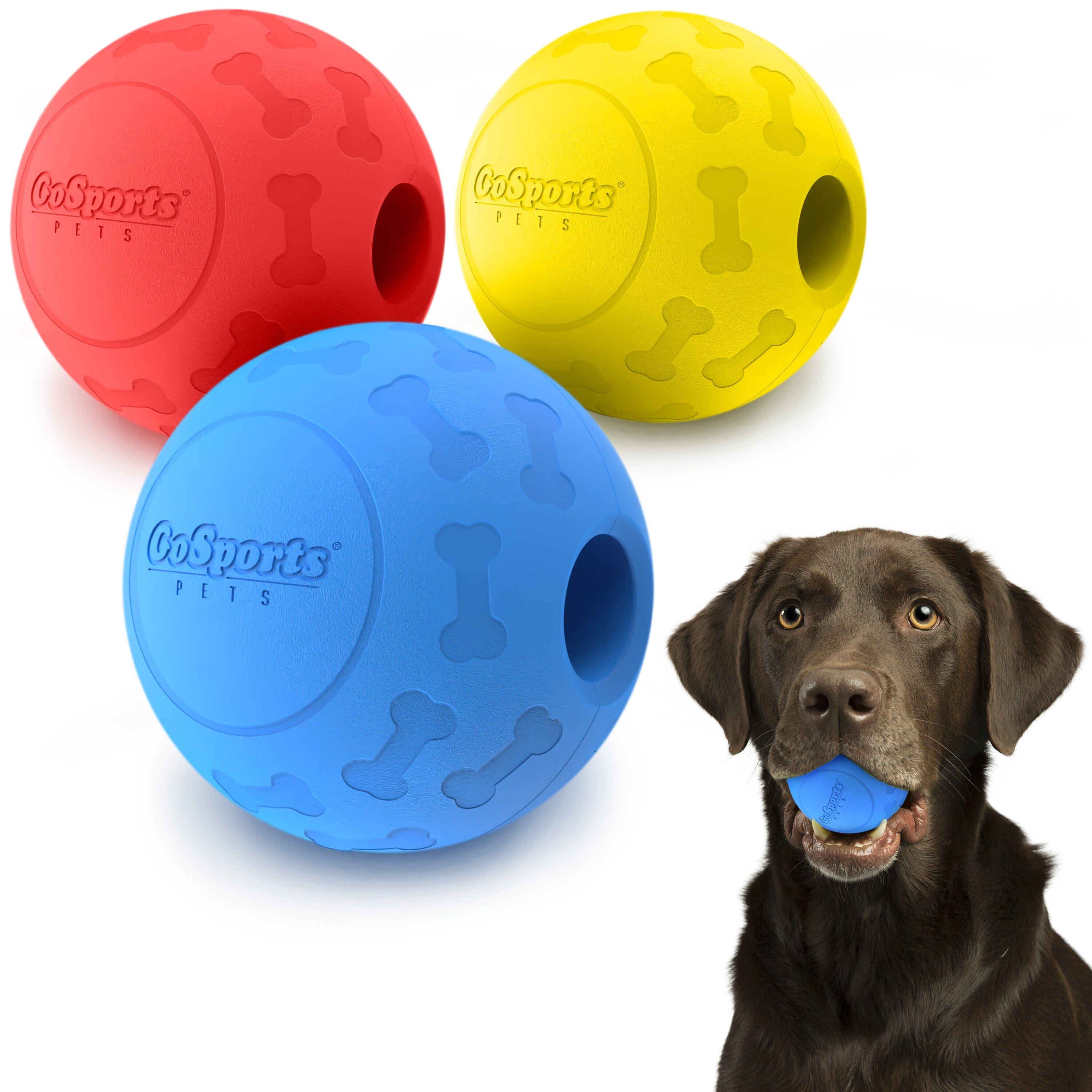 GoSports Pets Solid Rubber Dog Balls - Heavy Duty for Aggressive Chewers - 3 Pack, 2.5 Inch GoSports 
