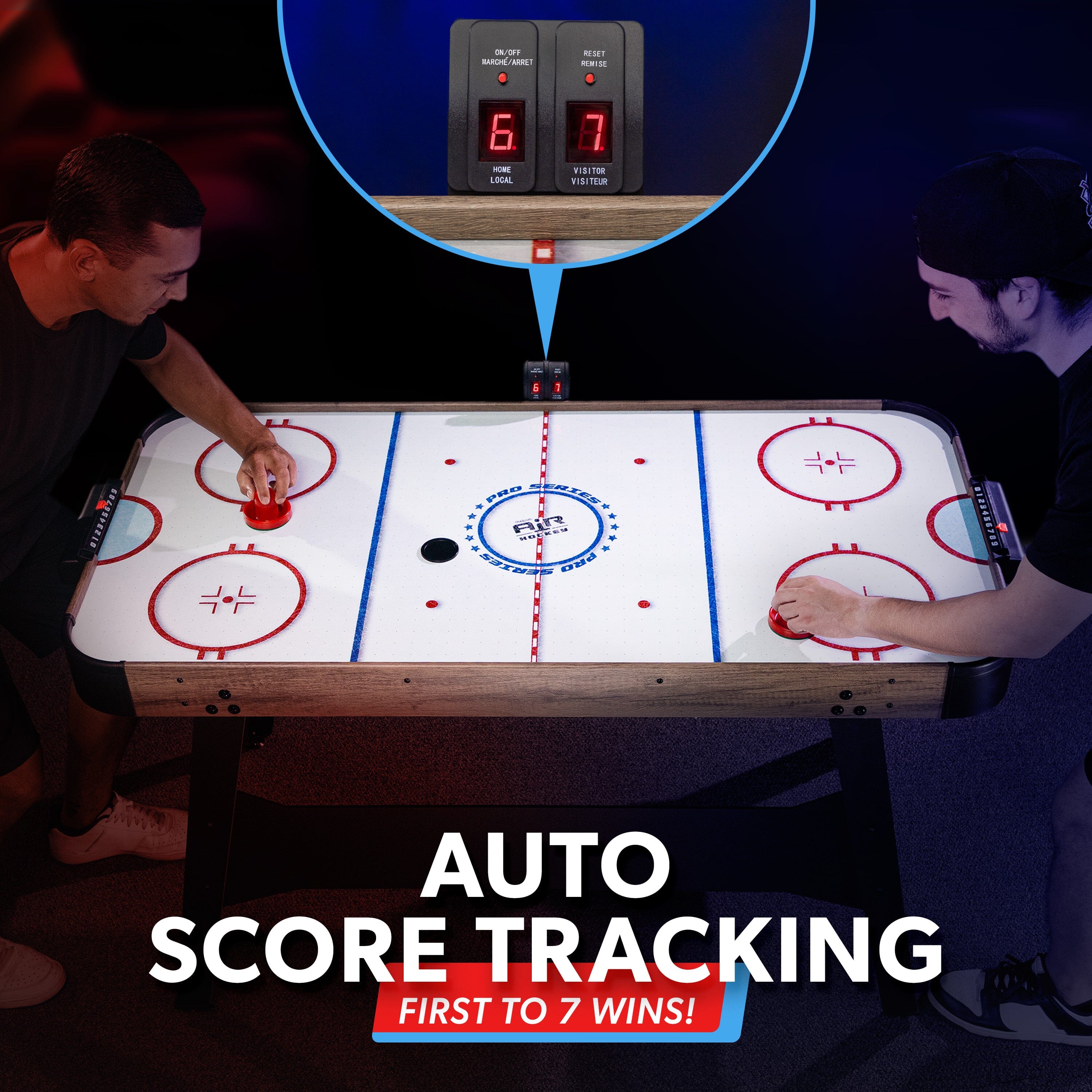 GoSports 54 Inch Air Hockey Arcade Table for Kids & Adults - Oak