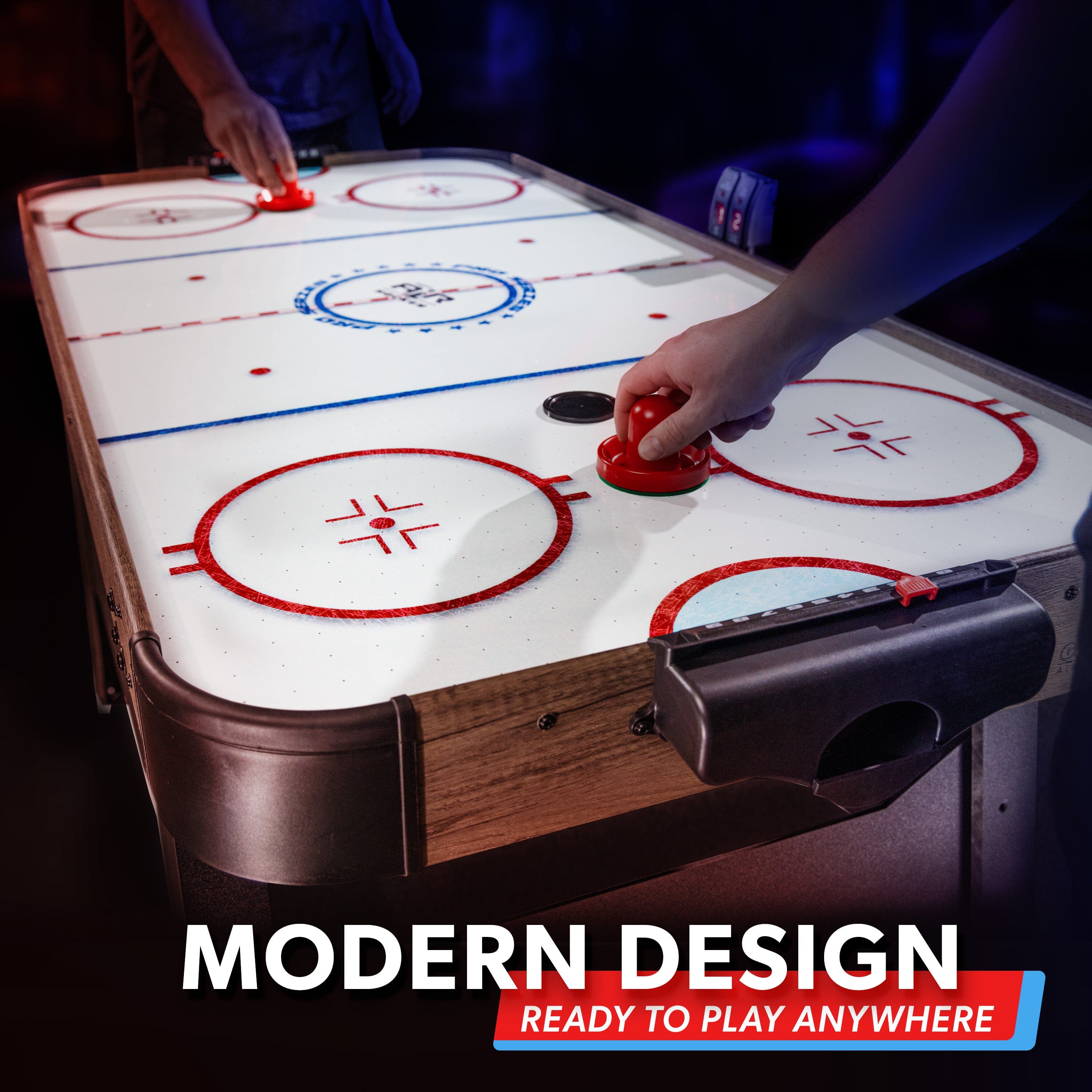 GoSports 54 Inch Air Hockey Arcade Table for Kids & Adults - Oak