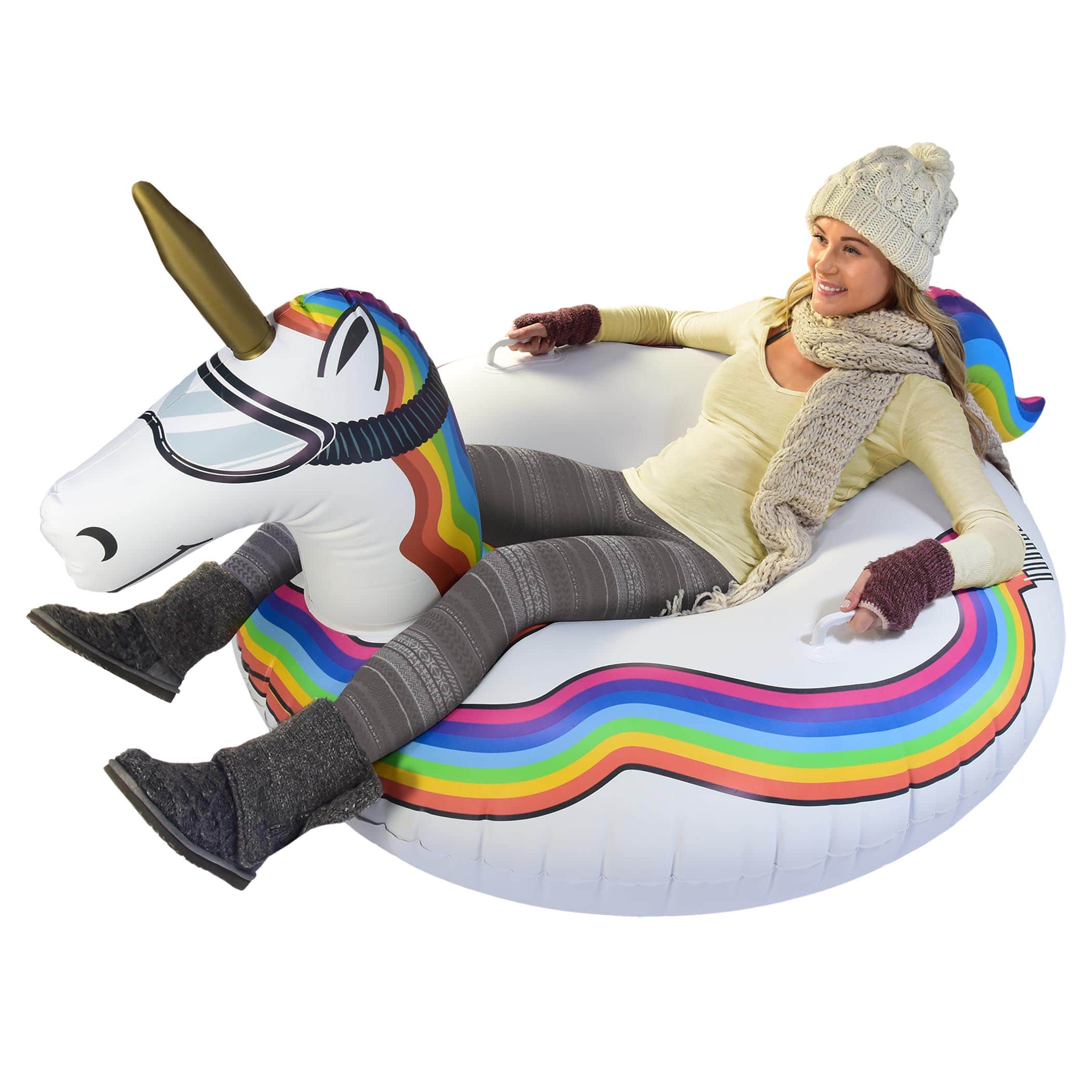 GoFloats Inflatable Winter Snow Tube Sled - Unicorn GoFloats 