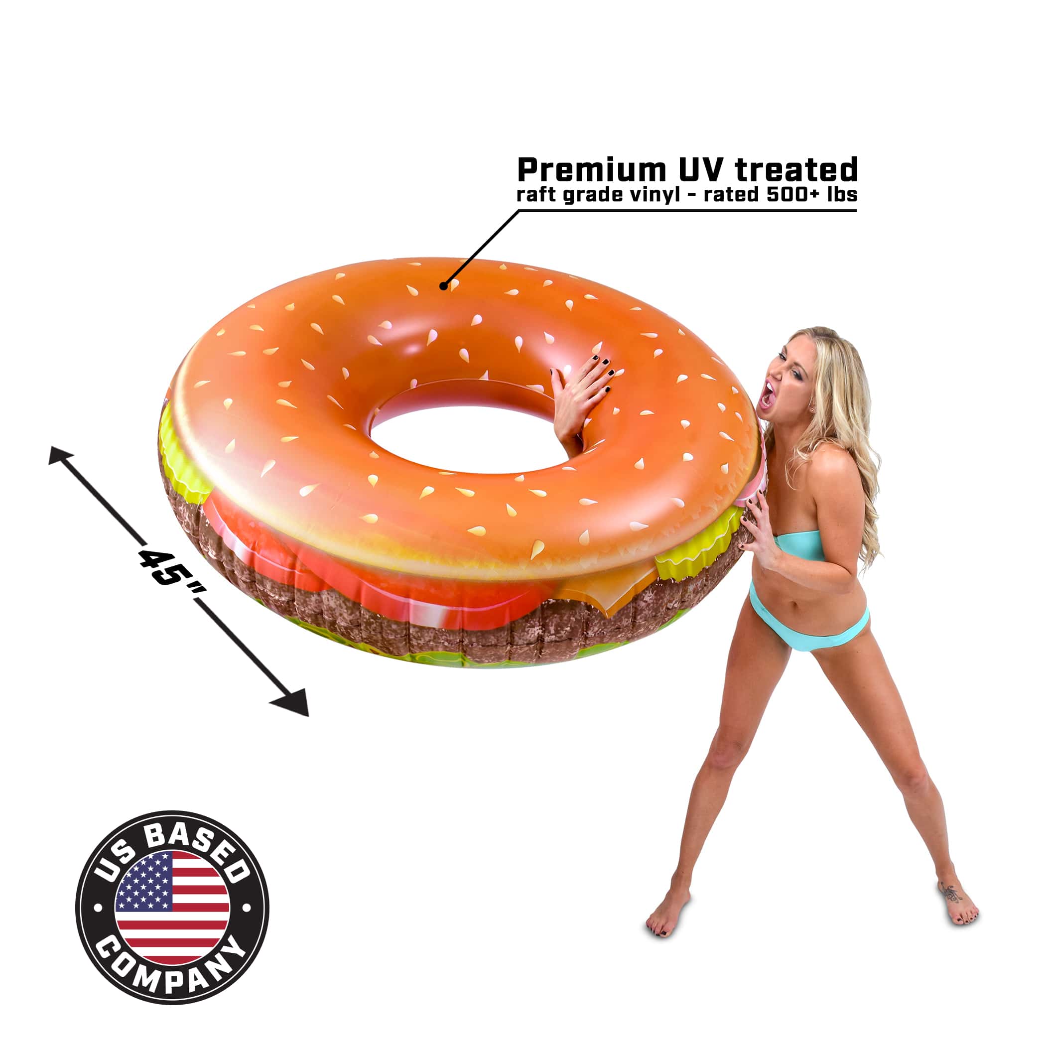 GoFloats Cheeseburger Pool Float Party Tube GoFloats 