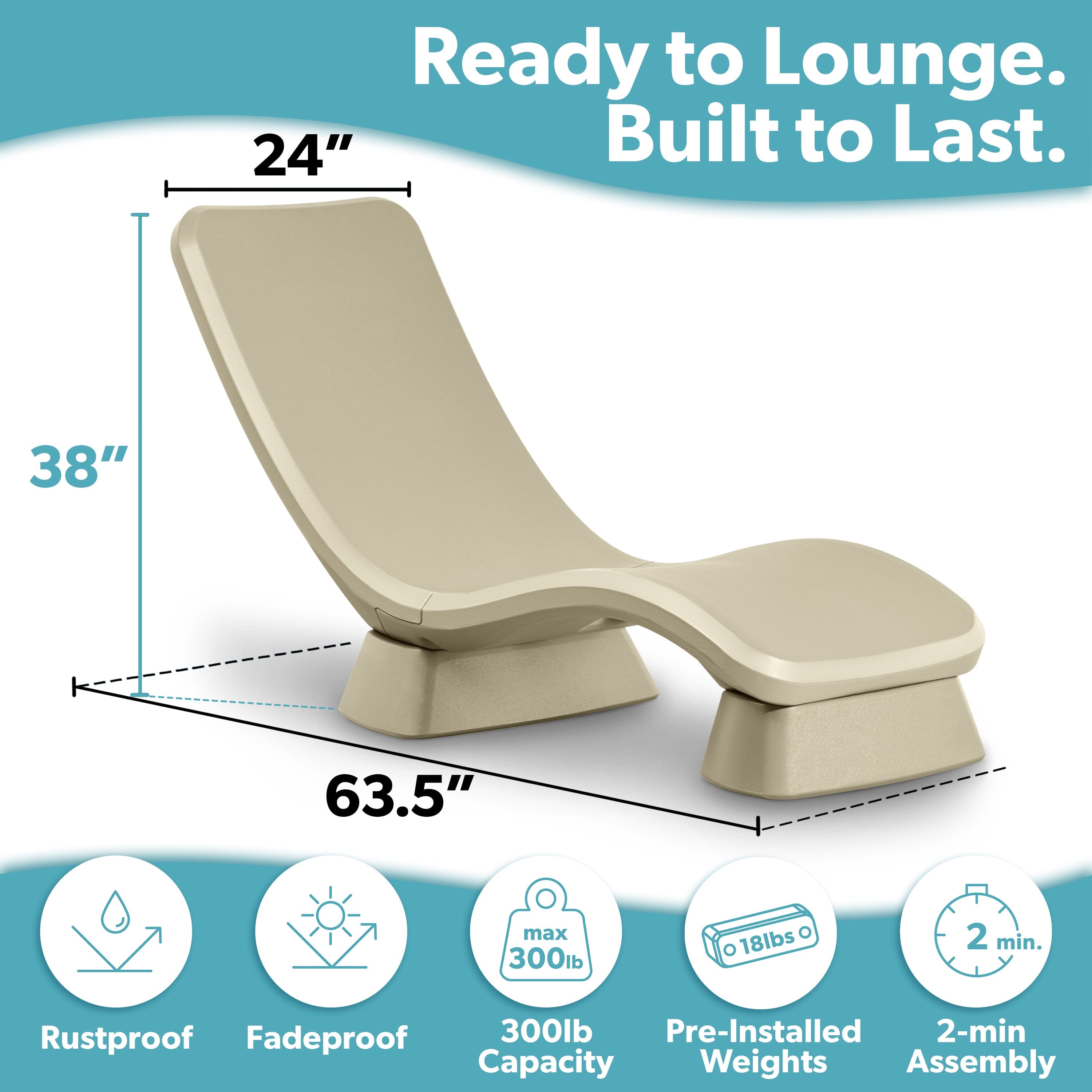 GoSports Coast Modern in Pool Lounge Chair - Waterproof & Weighted Chaise Lounger - Outdoor Furniture for Patio or in Baja Shelf PlayGoSports.com 