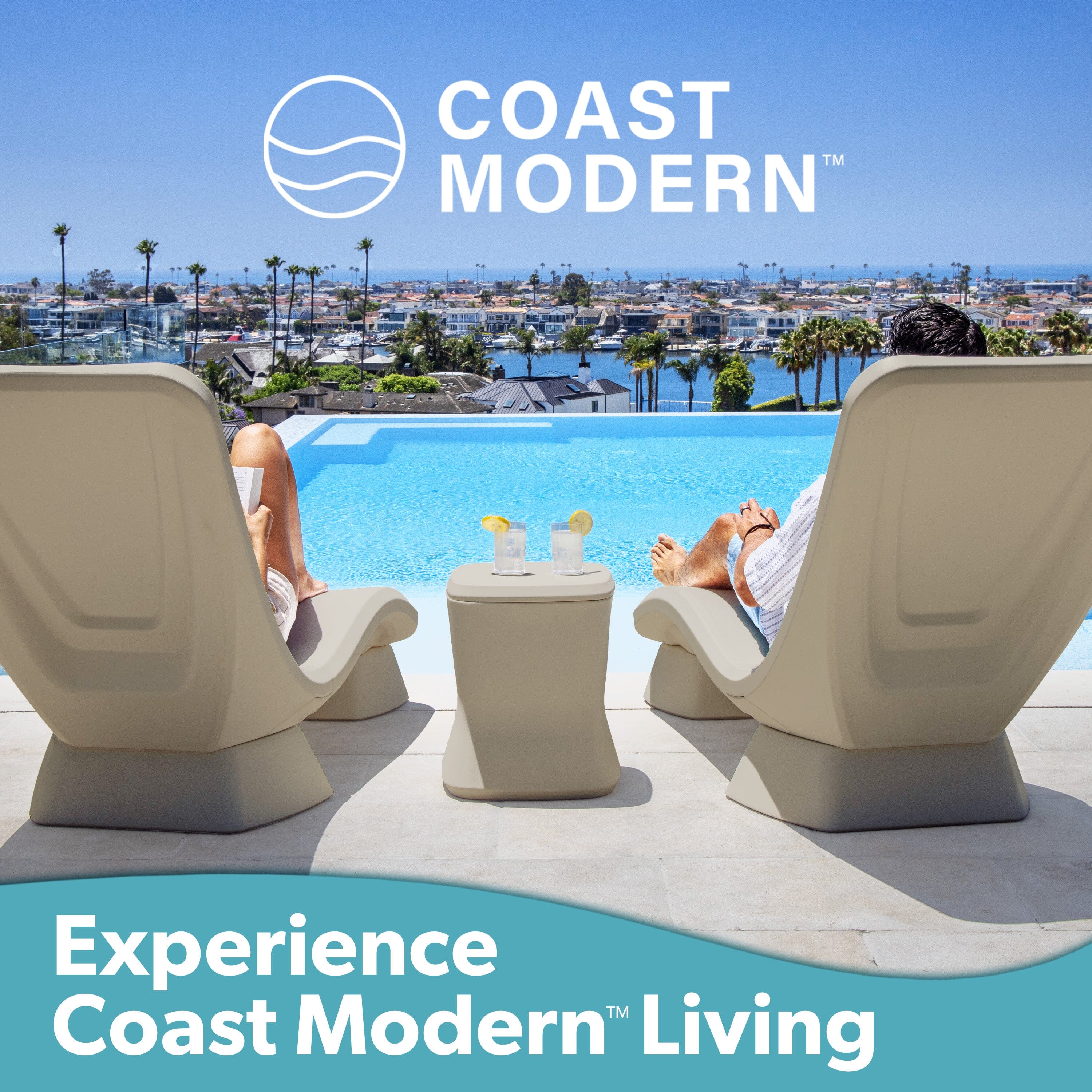 GoSports Coast Modern in Pool Lounge Chair - Waterproof & Weighted Chaise Lounger - Outdoor Furniture for Patio or in Baja Shelf PlayGoSports.com 