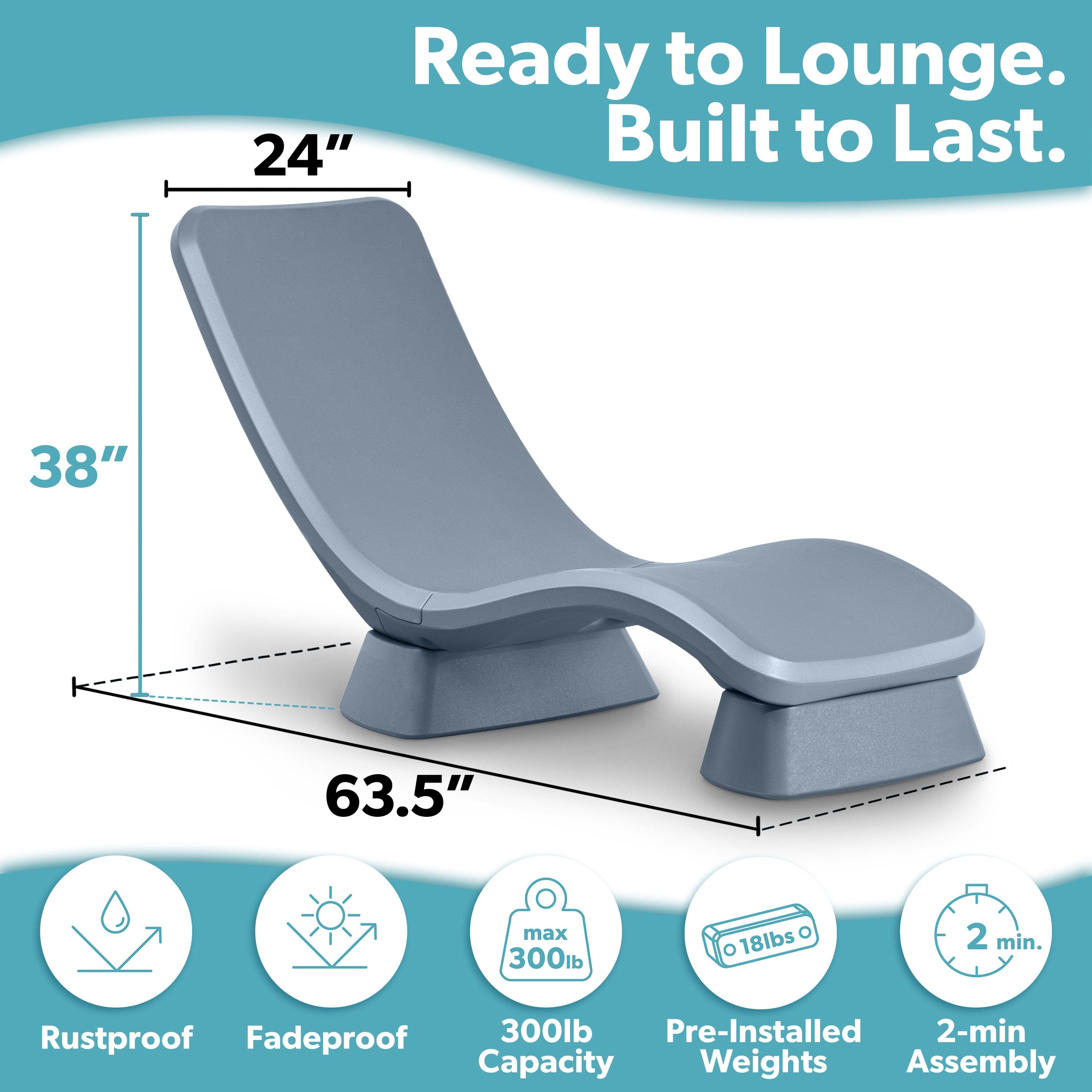 GoSports Coast Modern in Pool Lounge Chair - Waterproof & Weighted Chaise Lounger - Outdoor Furniture for Patio or in Baja Shelf PlayGoSports.com 