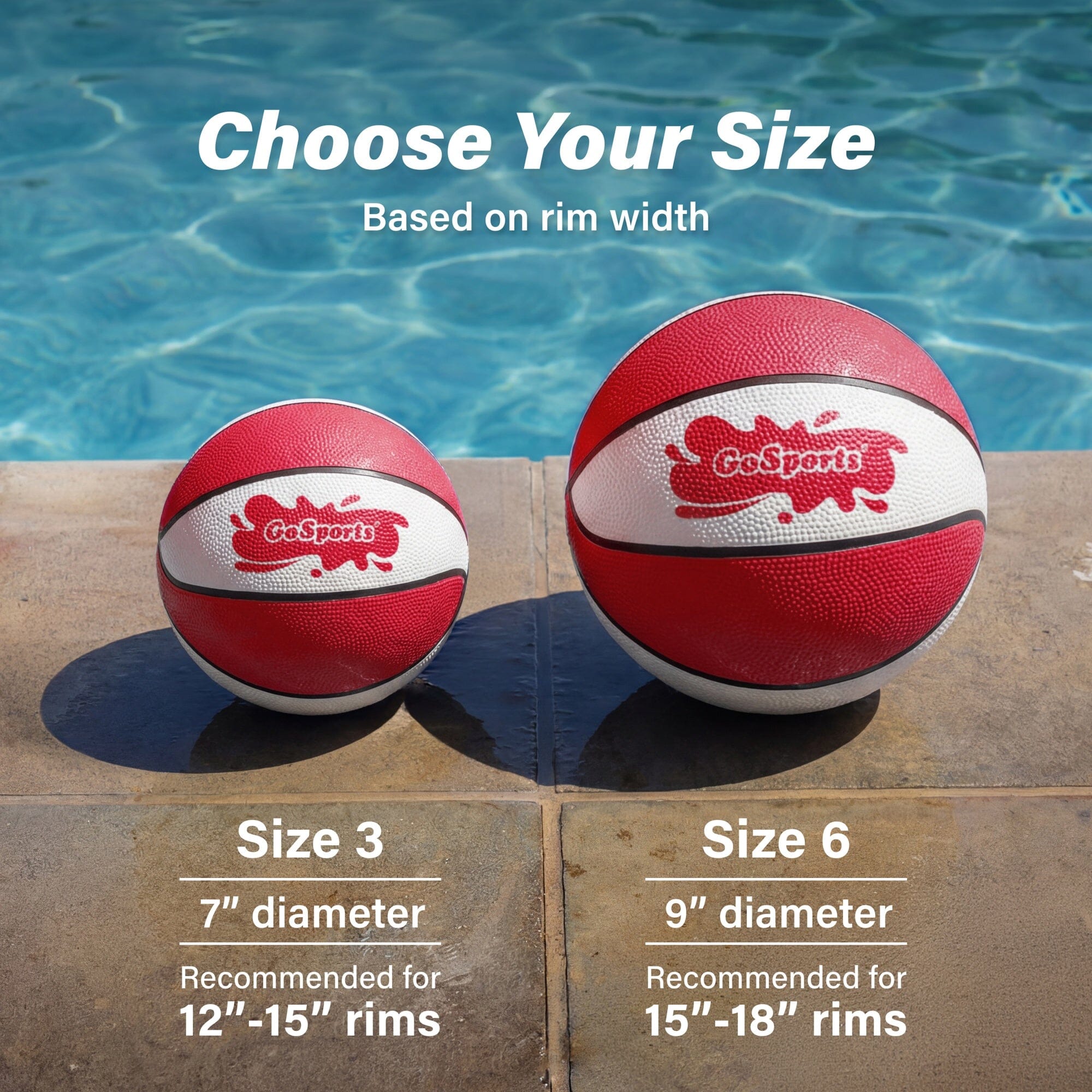 GoSports Water Basketballs 2 Pack - Choose Between Size 3 and Size 6, Great for Swimming Pool Basketball Hoops Pool Toy GoSports 