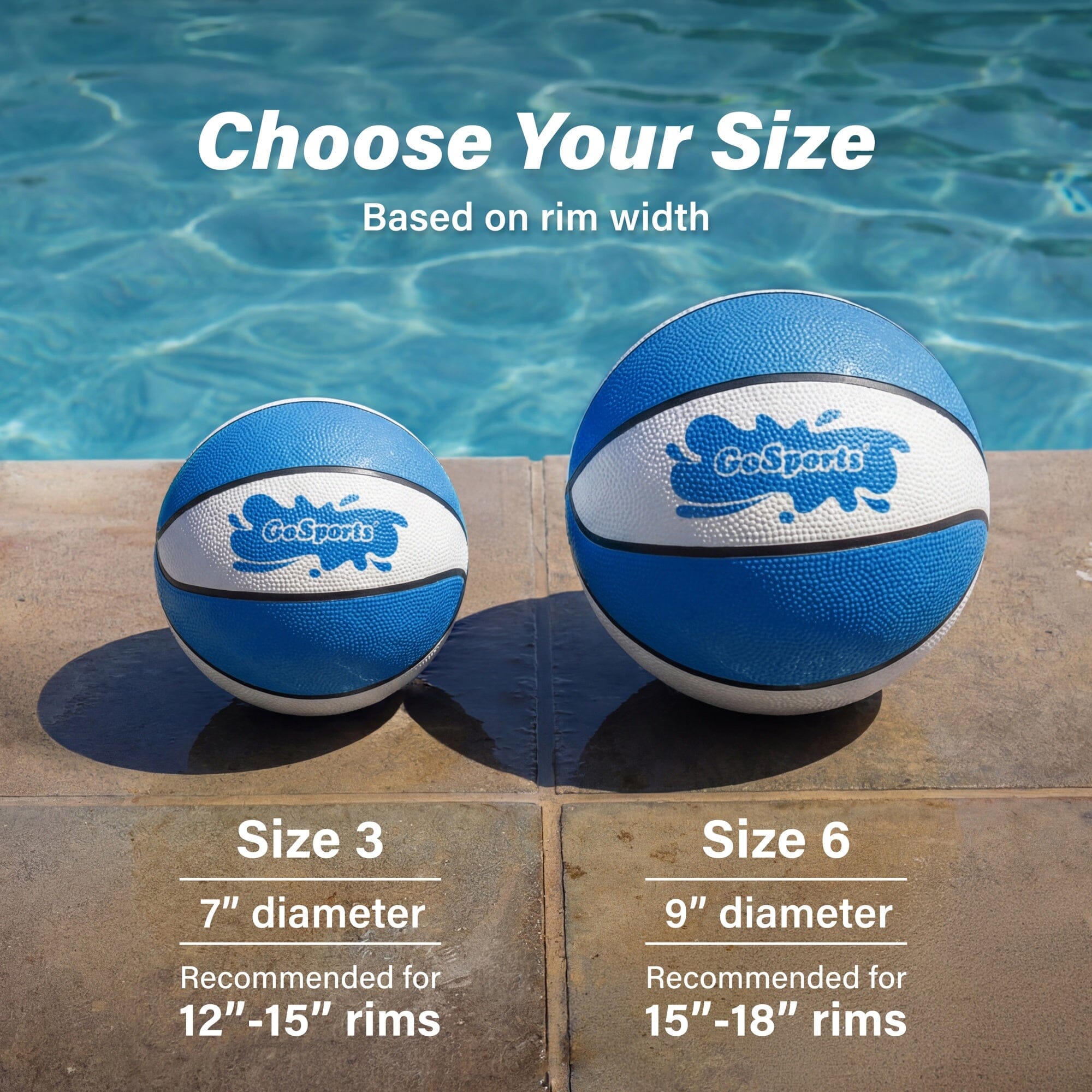 GoSports Water Basketballs 2 Pack - Choose Between Size 3 and Size 6, Great for Swimming Pool Basketball Hoops Pool Toy GoSports 