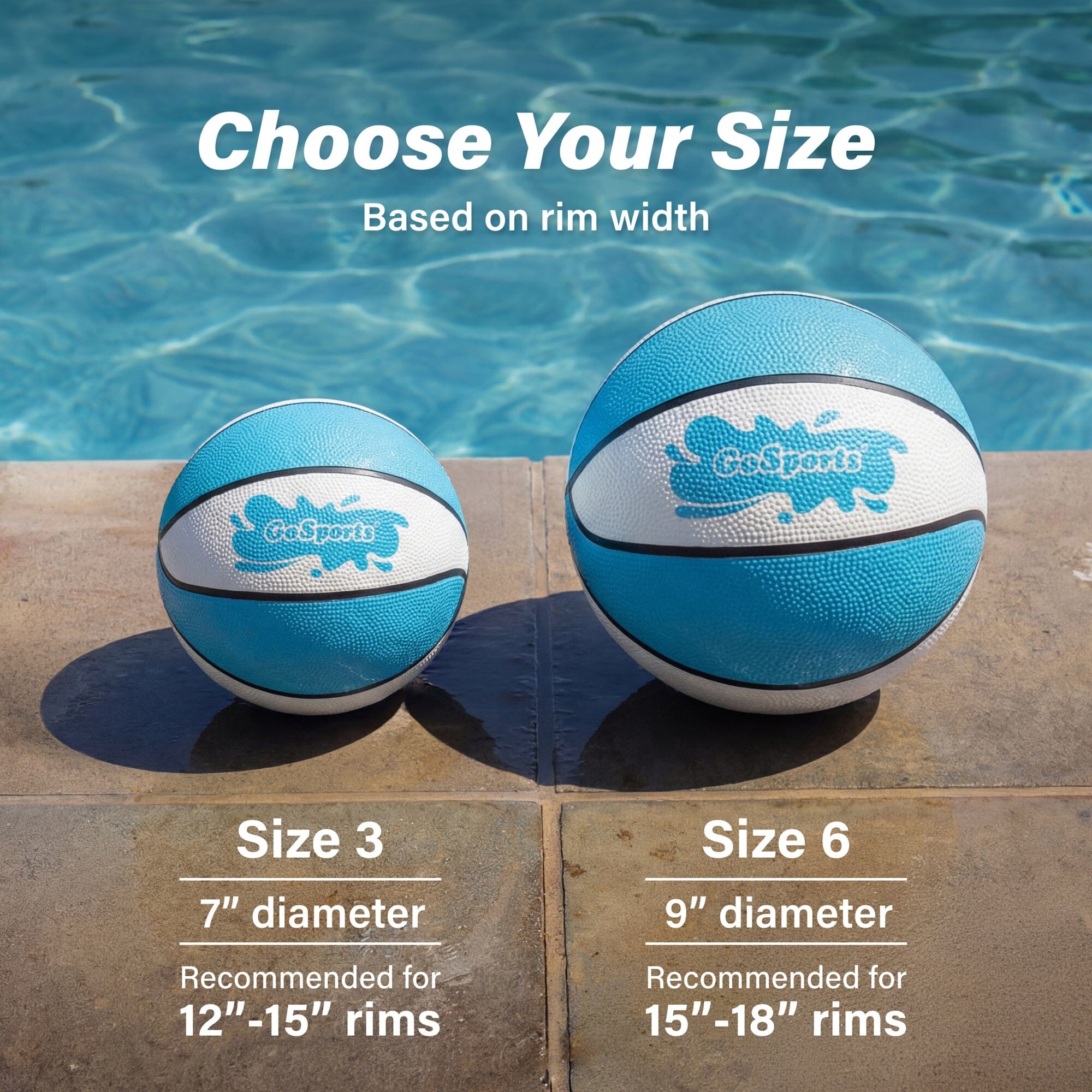 GoSports Water Basketballs 2 Pack - Choose Between Size 3 and Size 6, Great for Swimming Pool Basketball Hoops Pool Toy GoSports 