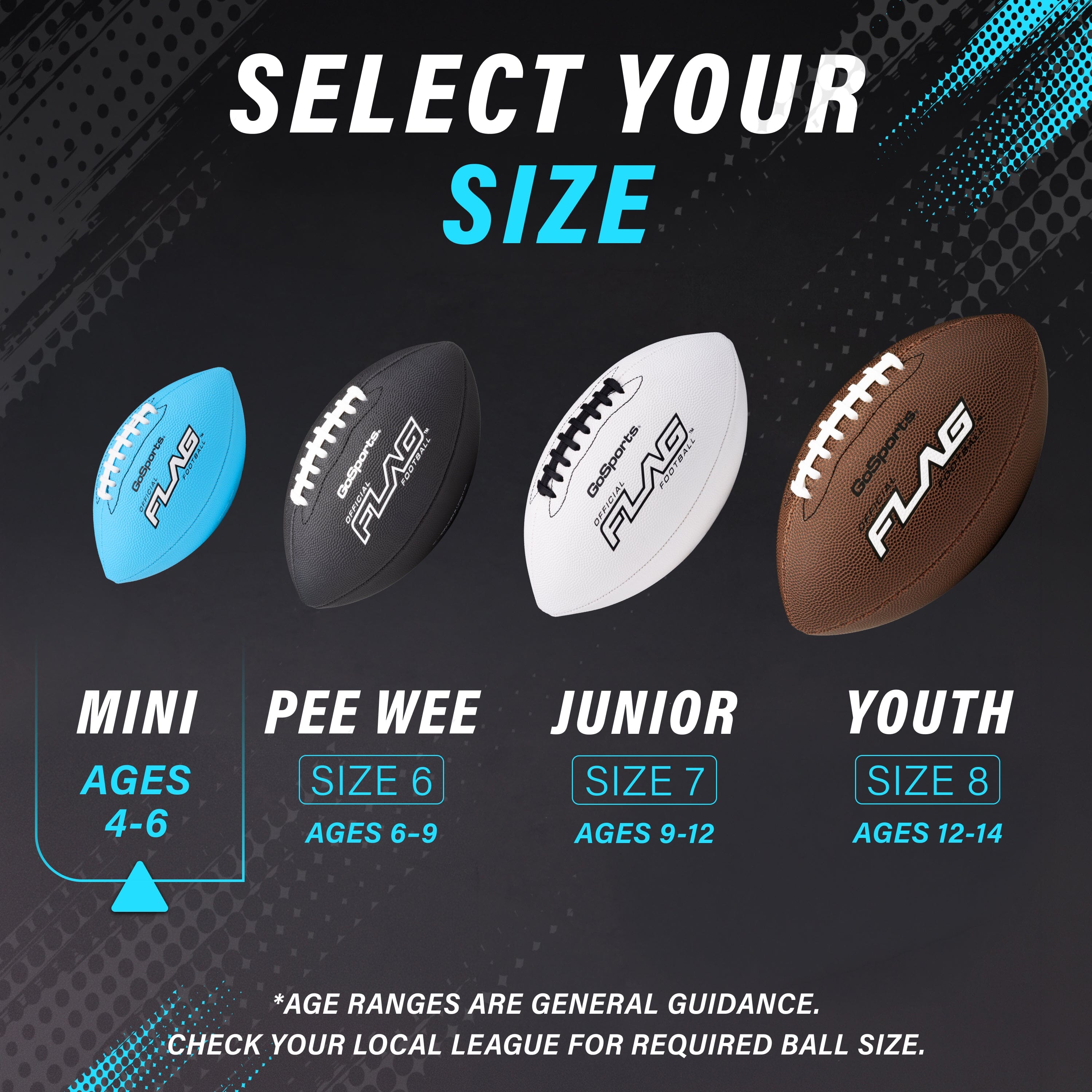 Elite Pro Grip Youth Flag Football Ball, Single or 3-pk GoSports Football 