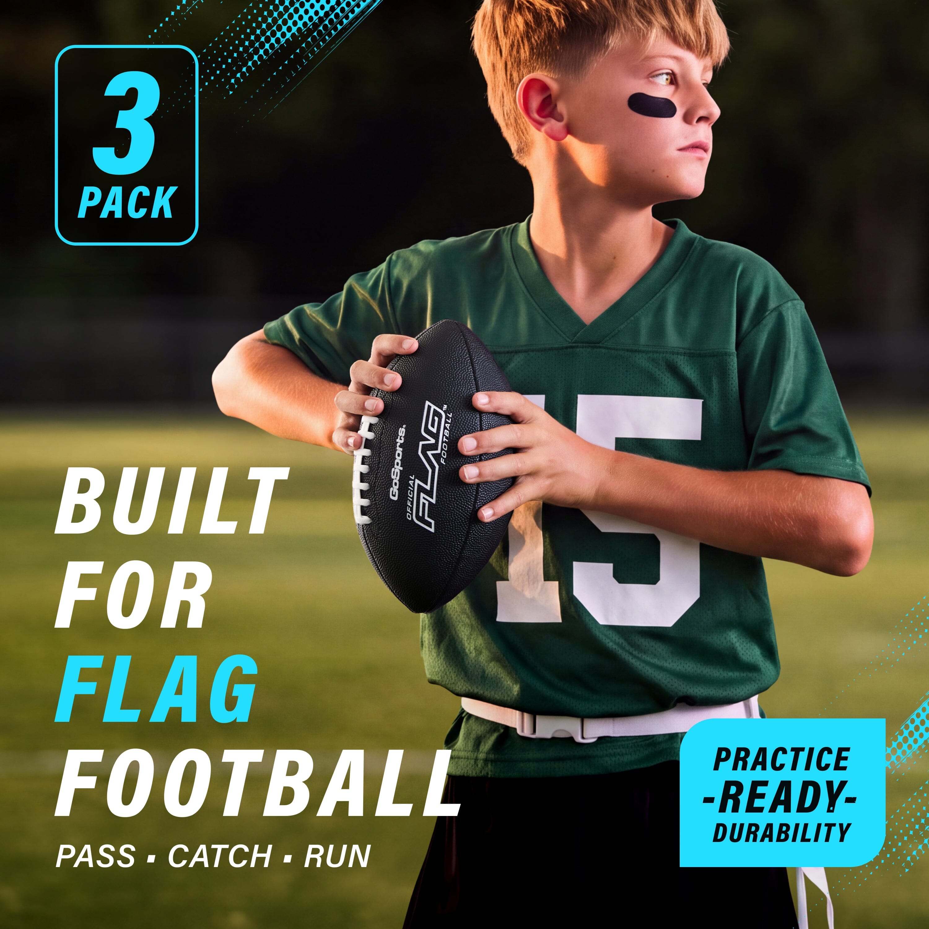 Composite Pee Wee Flag Football Balls, Single or 3-pk GoSports Football 