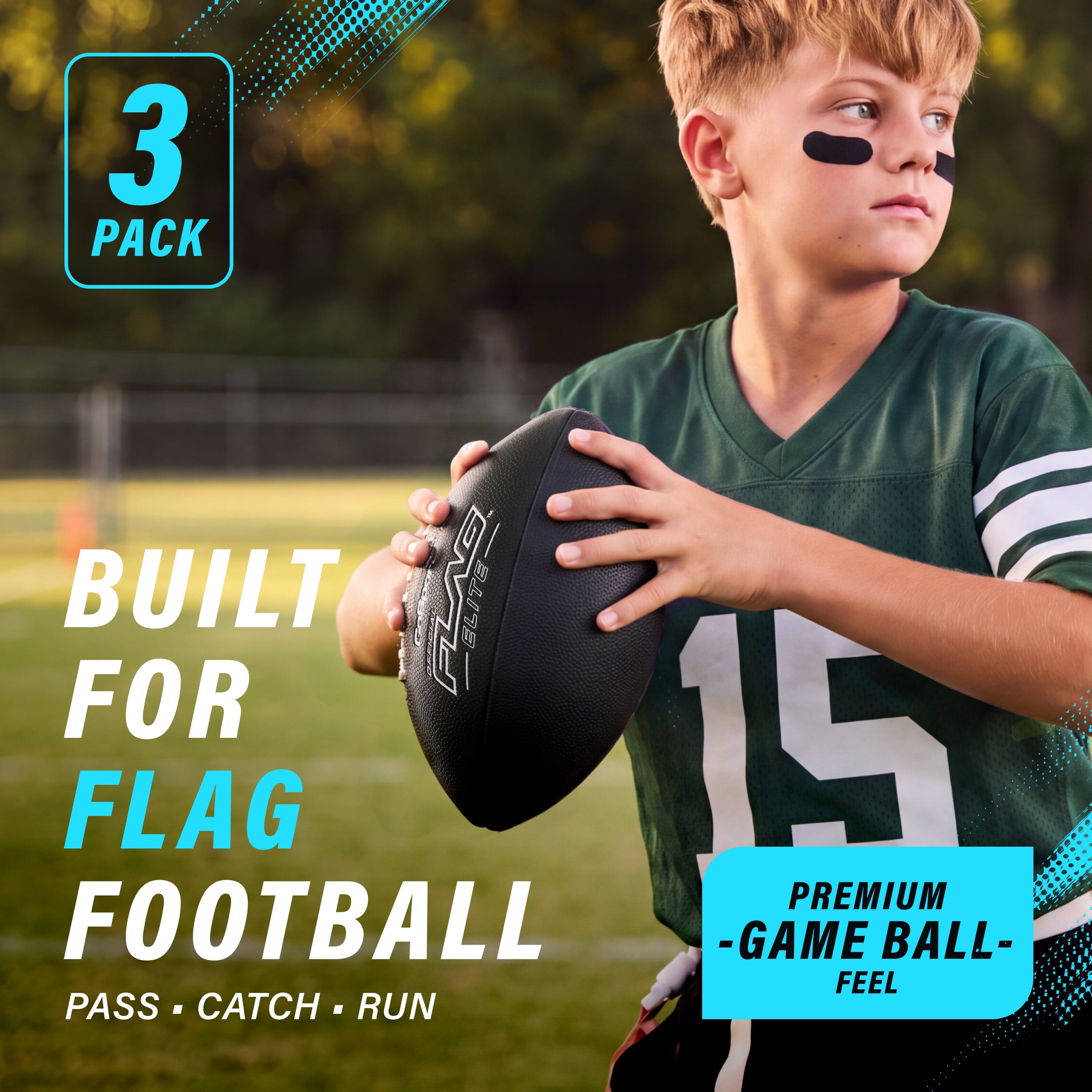 Elite Pro Grip Pee Wee Flag Football Balls, Single or 3-pk GoSports Football 
