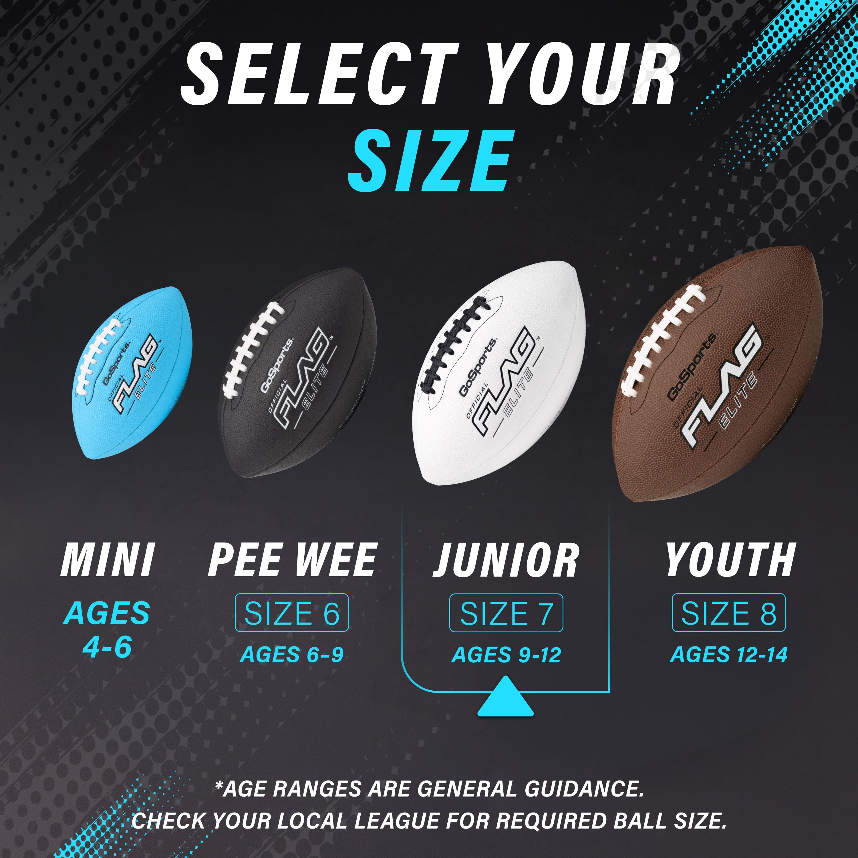 Elite Pro Grip Junior Flag Football Balls, Single or 3-pk GoSports Football 