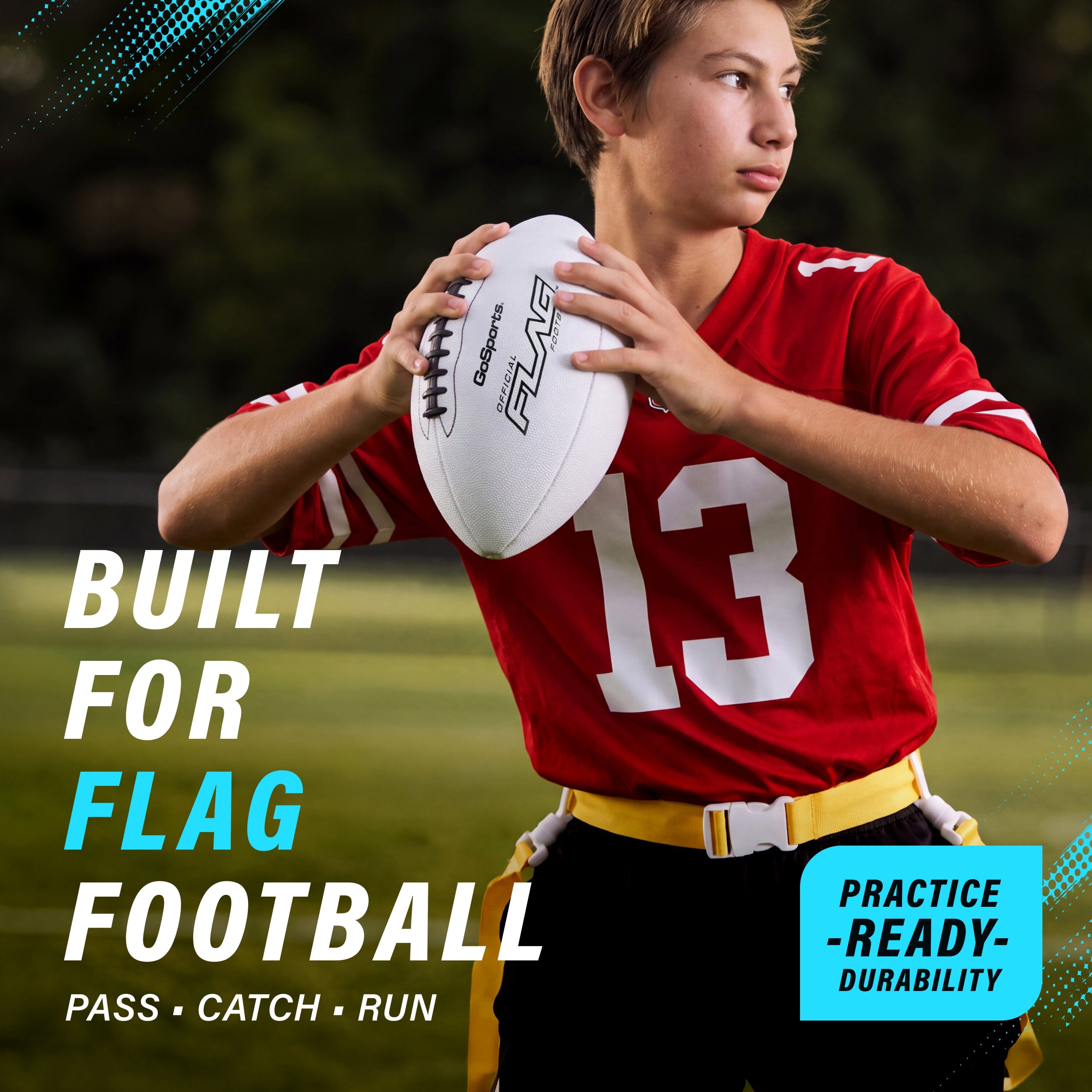 Composite Junior Flag Football Balls, Single or 3-pk GoSports Football 