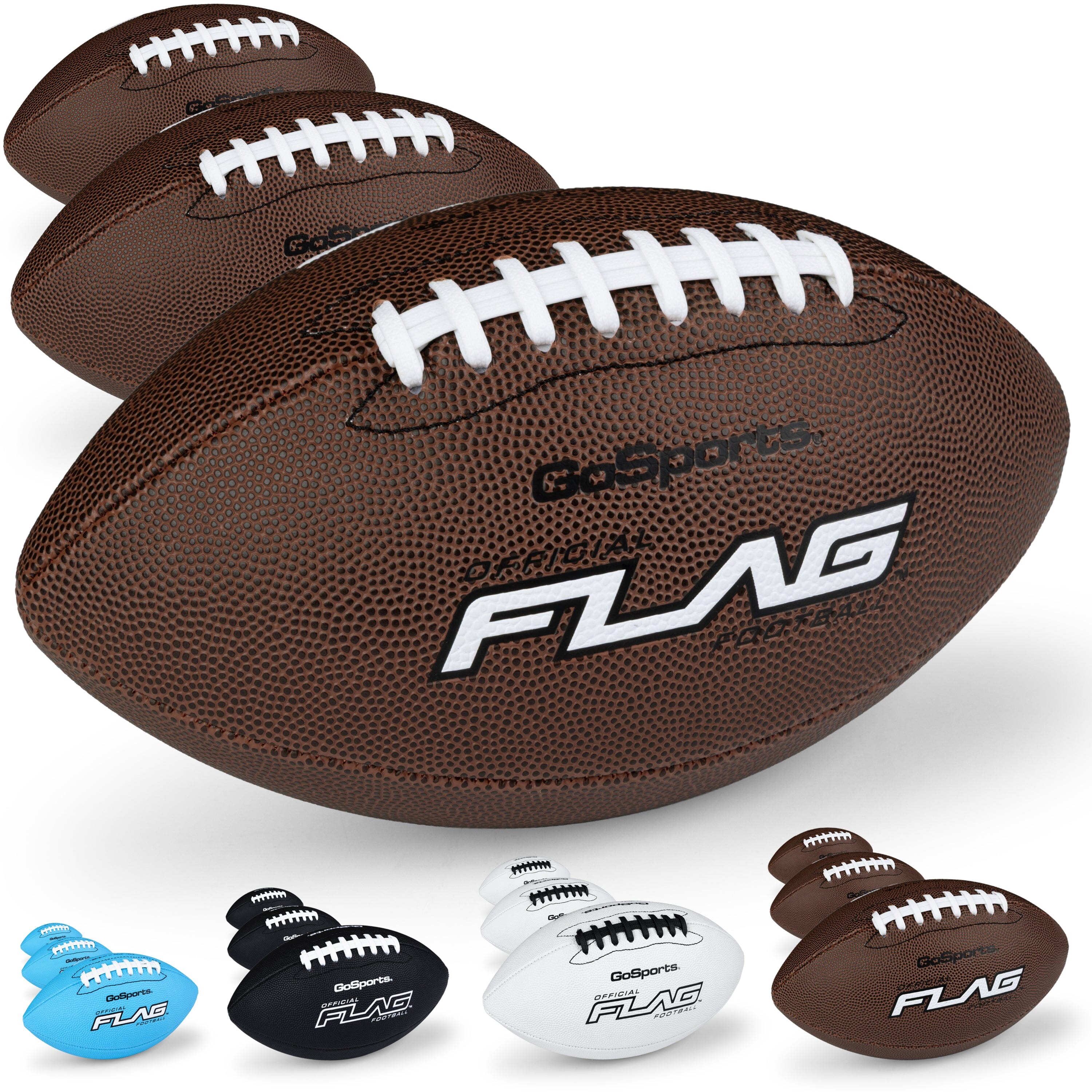 Composite Youth Flag Football Balls, Single or 3-pk GoSports Football 3-pk 