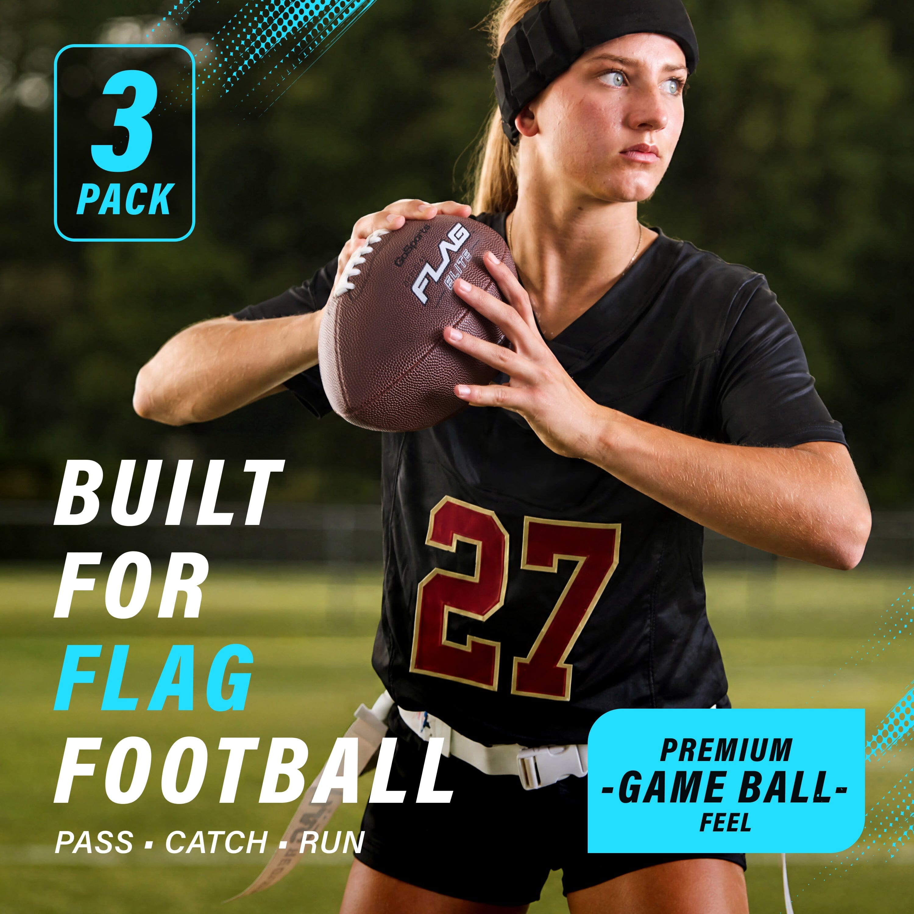 Elite Pro Grip Youth Flag Football Balls, Single or 3-pk GoSports Football 