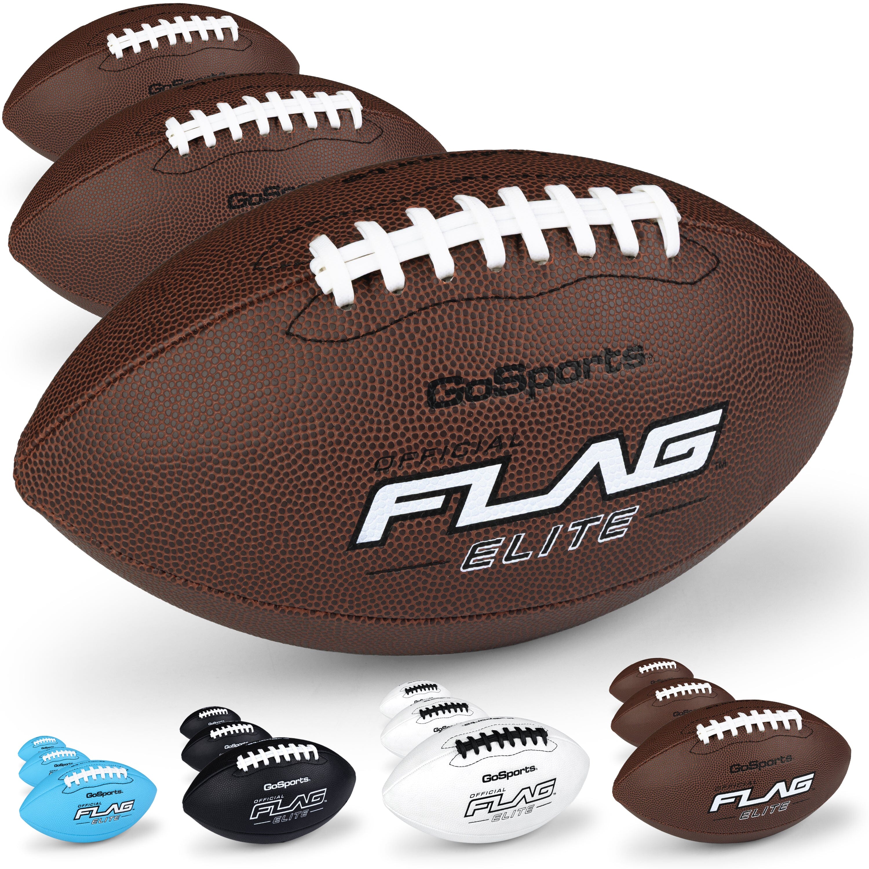 Elite Pro Grip Youth Flag Football Balls, Single or 3-pk GoSports Football 3-pk 
